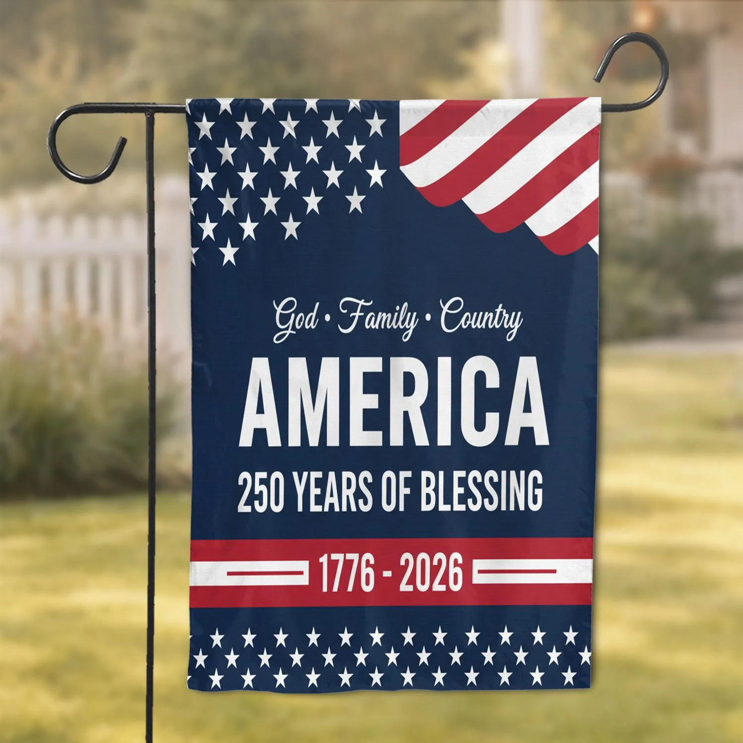 America 250th Anniversary God Family Country - 1776-2026 Patriotic Celebration Gift Garden Flag - 1