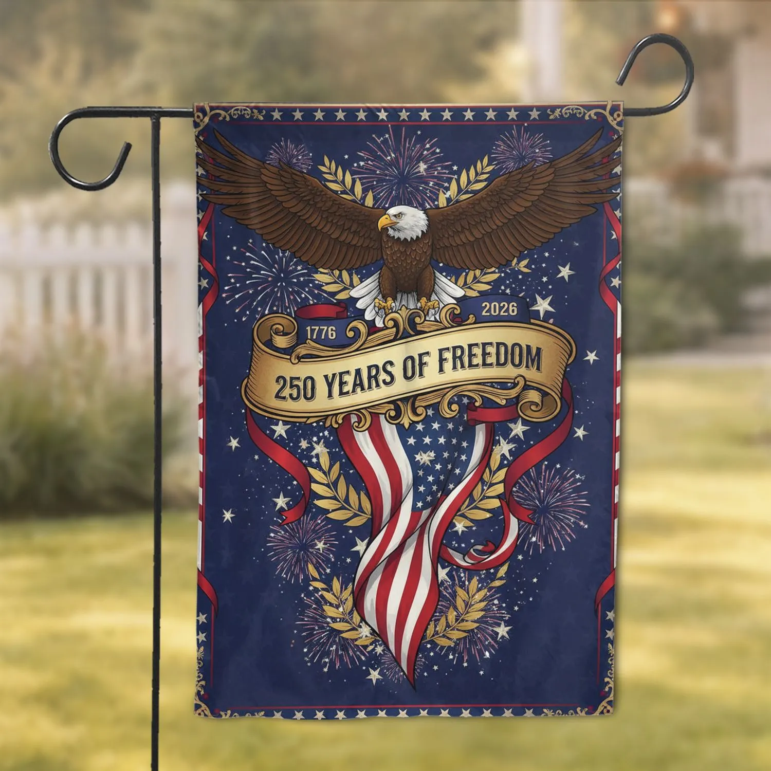 Bald Eagle American Flag 1776-2026 - USA 250 Years of Freedom Anniversary Garden Flag - 1