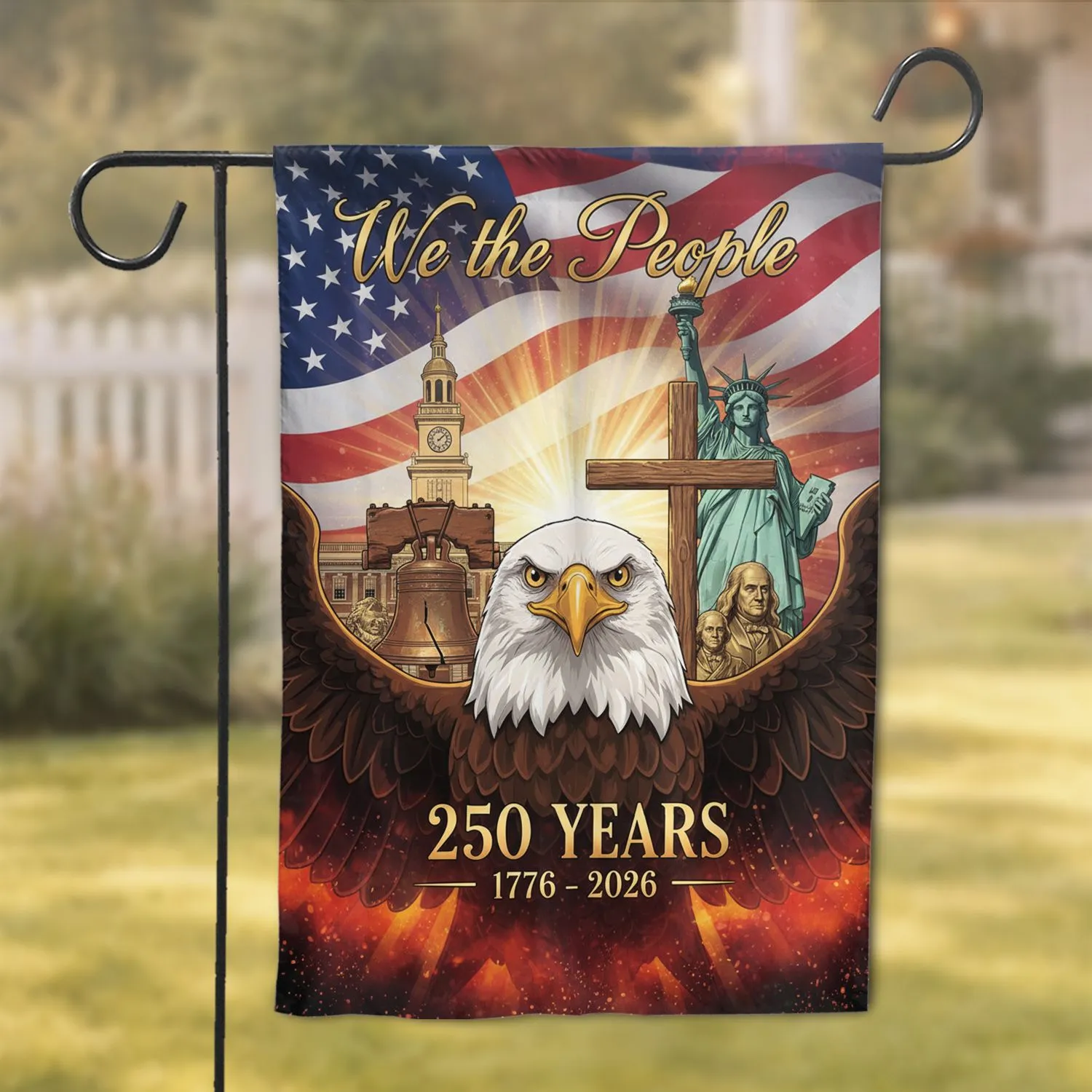 Bald Eagle American Flag 'We The People' 1776-2026 - USA 250th Anniversary Commemoration Garden Flag - 1