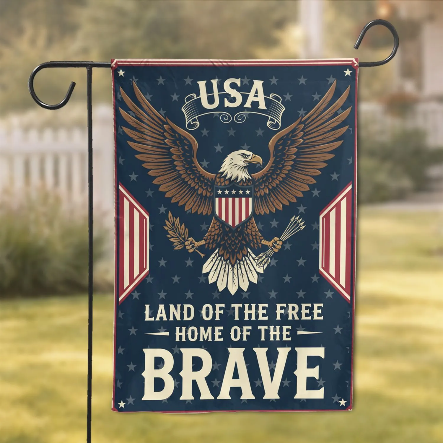Bald Eagle American Shield USA Land of the Free - 250th Anniversary Patriotic Gift Garden Flag - 1