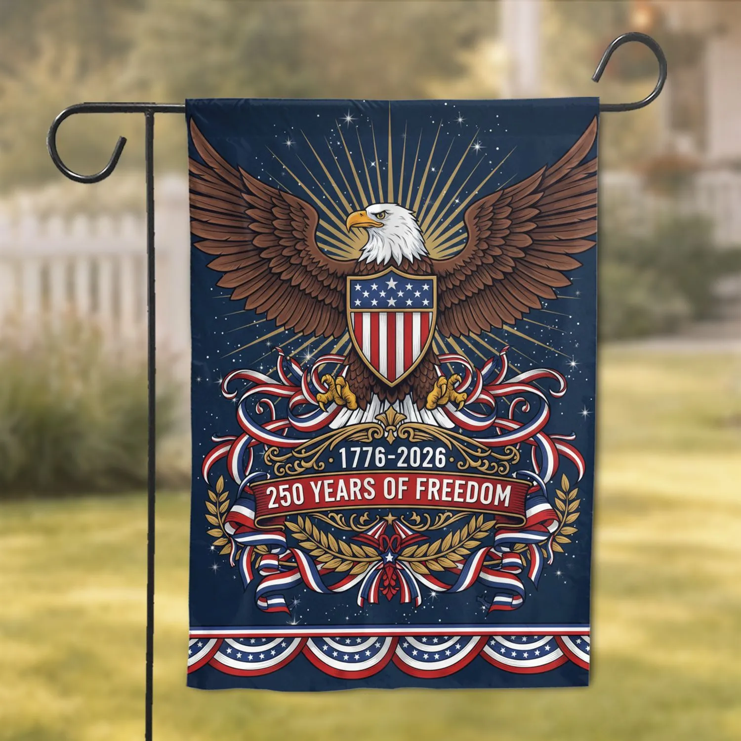Bald Eagle American Flag Shield 1776-2026 - USA 250th Anniversary Patriotic Gift for Veterans Garden Flag - 1