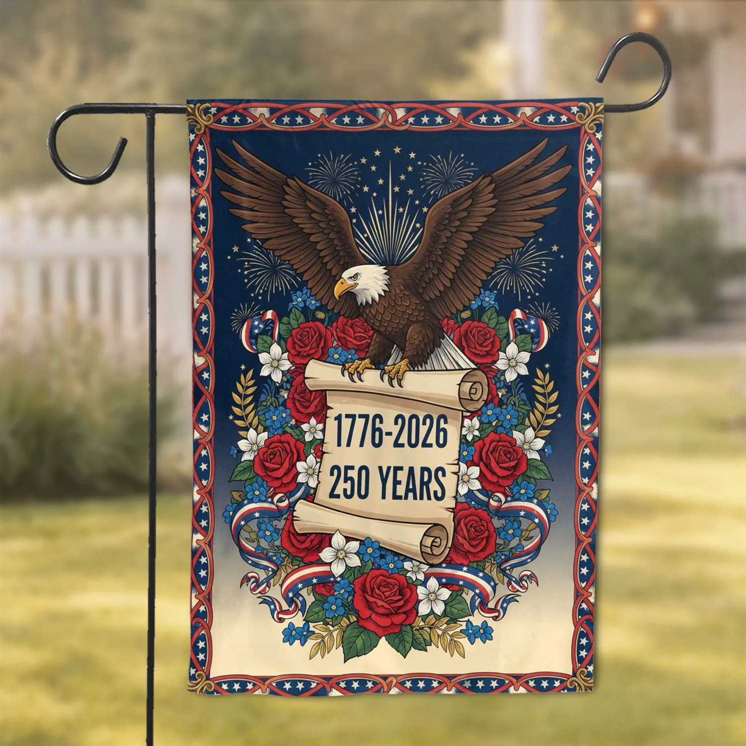Bald Eagle American Flag 1776-2026 - USA 250th Anniversary Freedom Celebration Garden Flag - 1