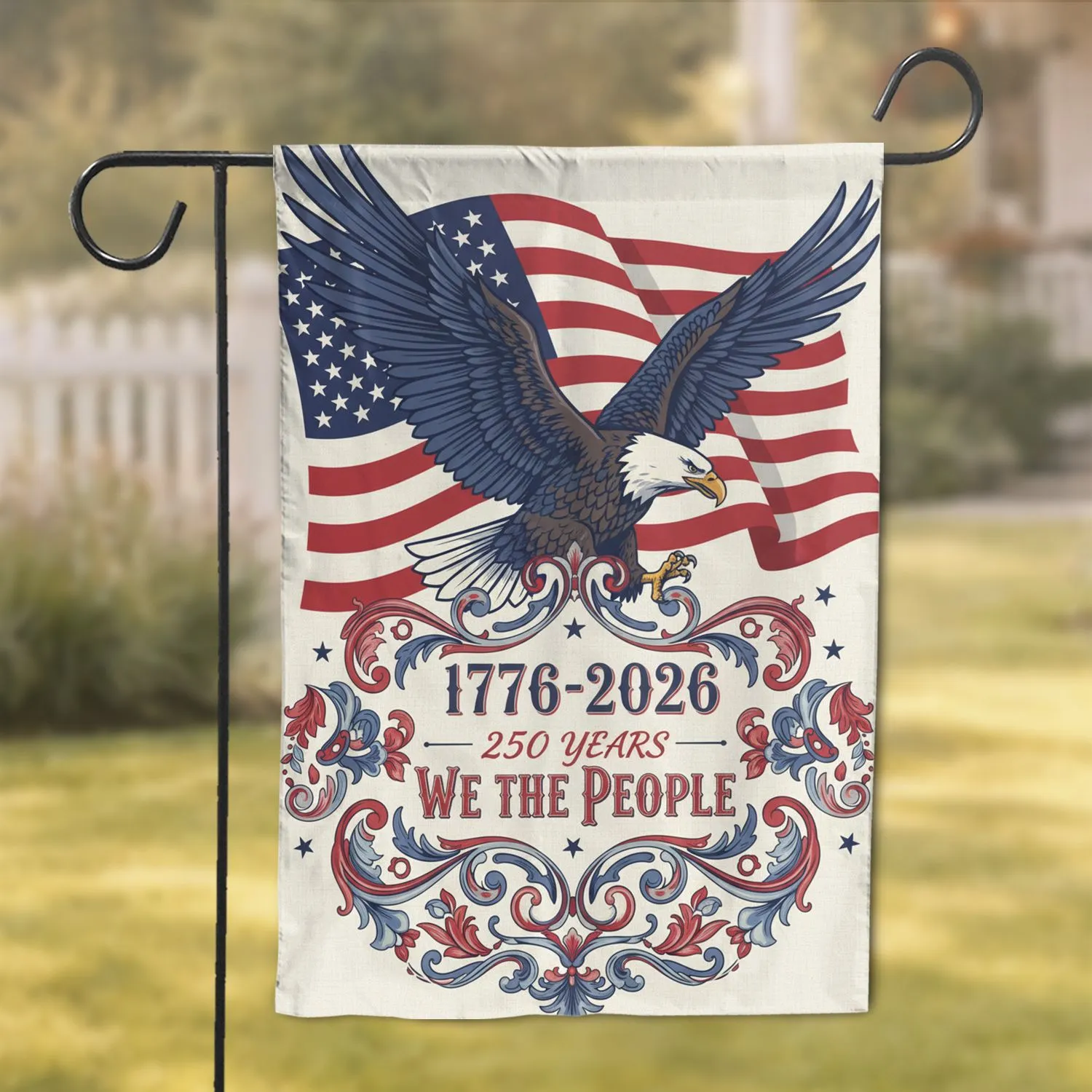 Bald Eagle American Flag 50 Stars We The People 1776-2026 - USA 250th Anniversary Gift for Veterans Garden Flag - 1