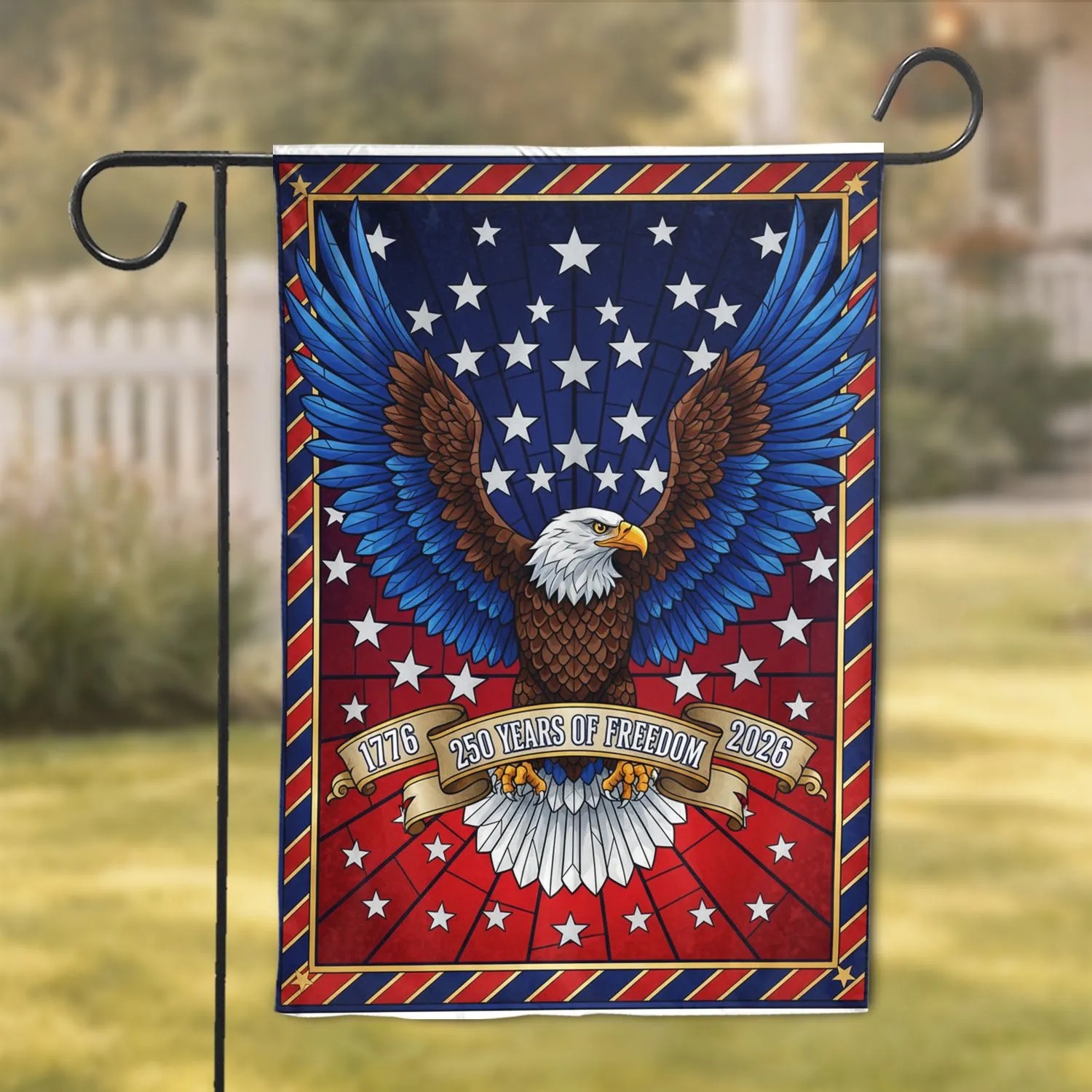 Bald Eagle American Flag 1776-2026 - USA 250 Years of Freedom Independence Day Garden Flag - 1