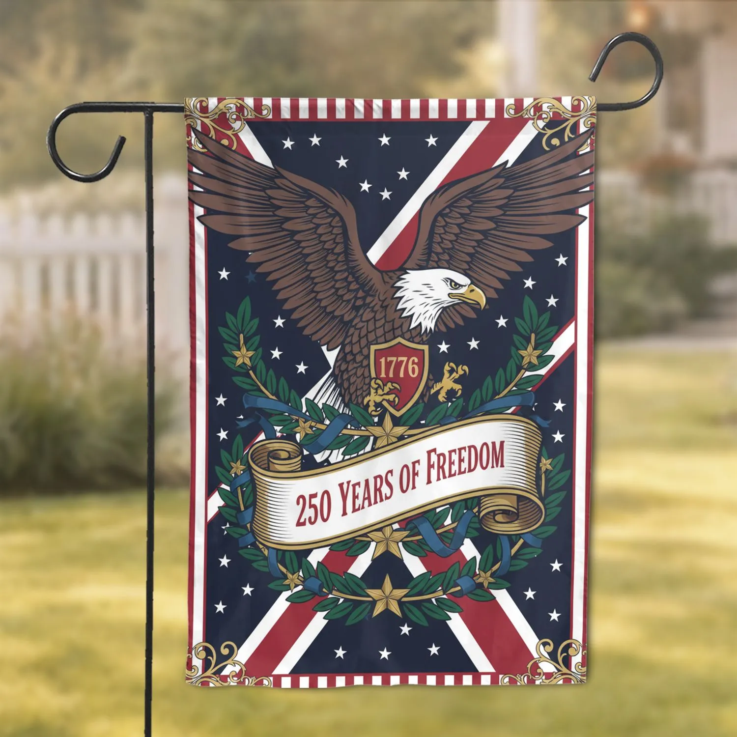 Bald Eagle American Flag 1776-2026 USA 250th Anniversary Freedom Celebration Garden Flag - 1