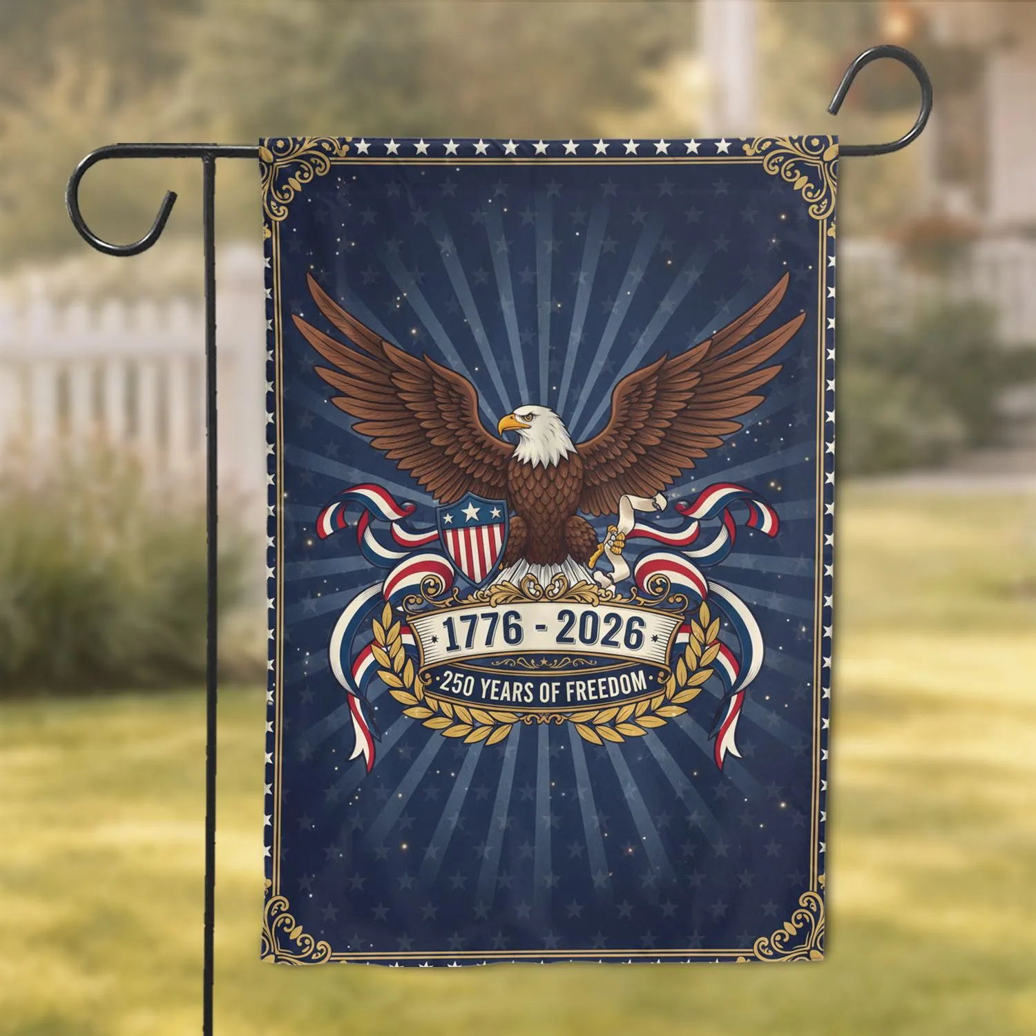 Majestic Bald Eagle American Flag 1776-2026 - USA 250 Years Freedom Celebration Gift Garden Flag - 1