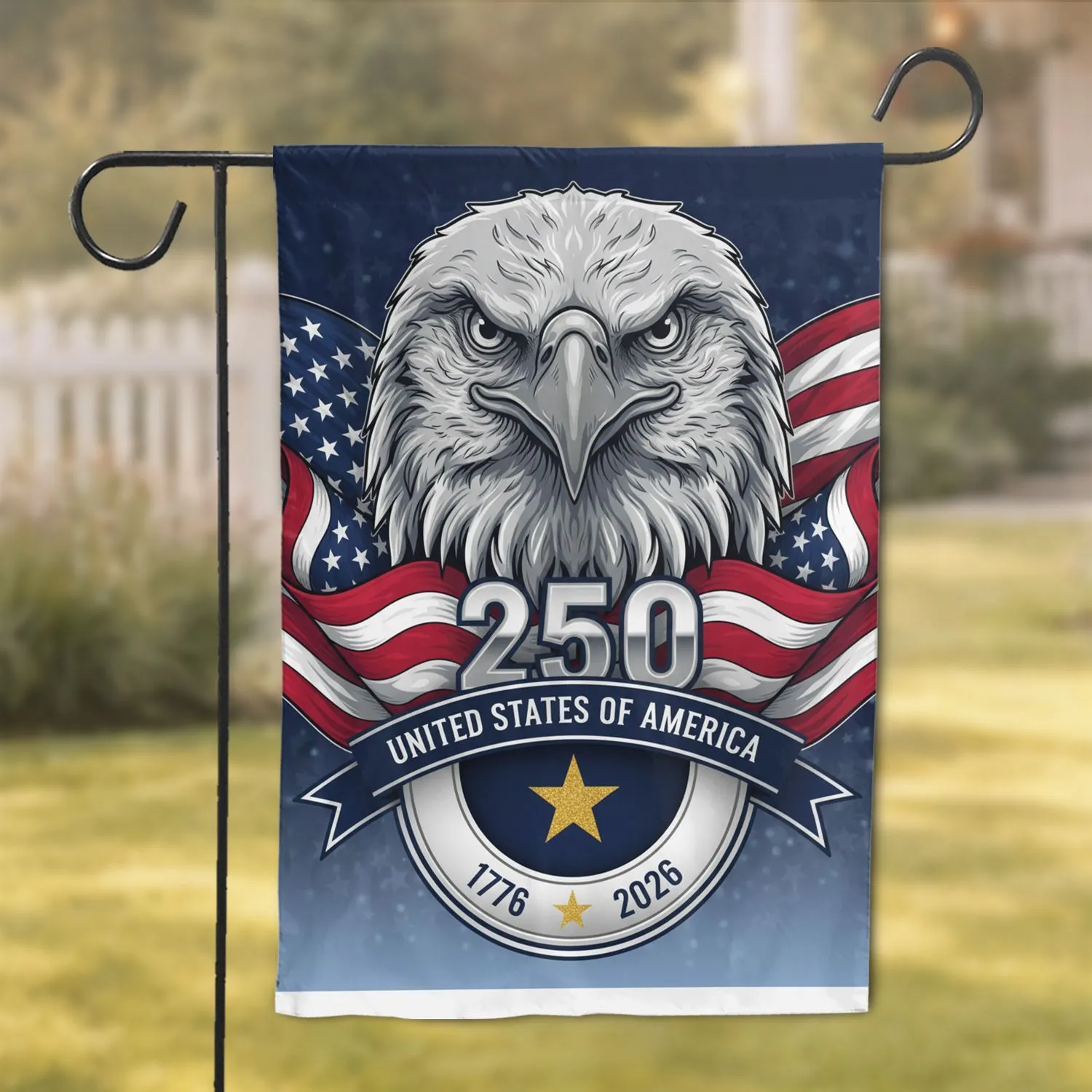 Bald Eagle American Flag 250th Anniversary - United States of America 1776-2026 Garden Flag - 1