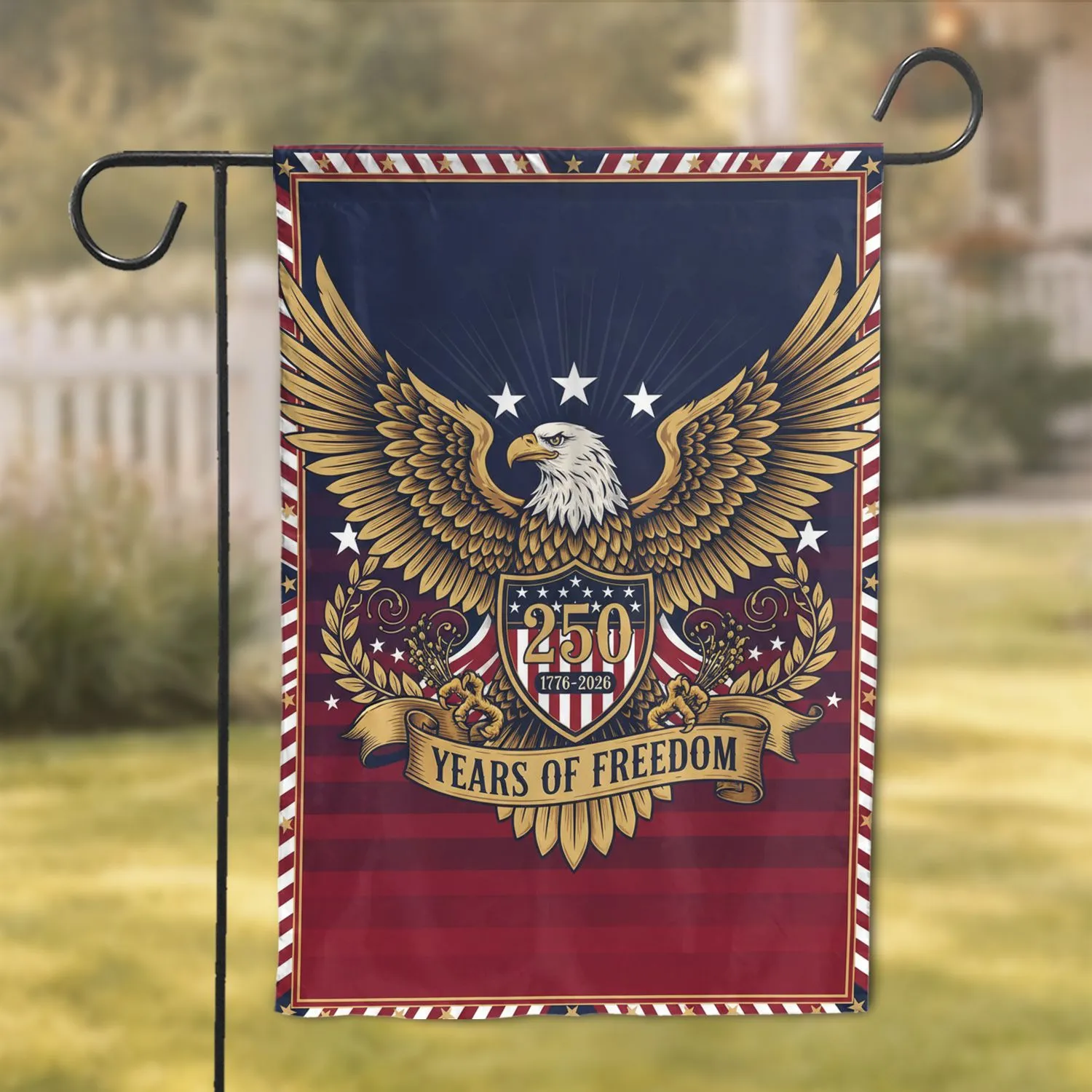 Bald Eagle American Flag 1776-2026 - USA 250 Years of Freedom Independence Day Garden Flag - 1