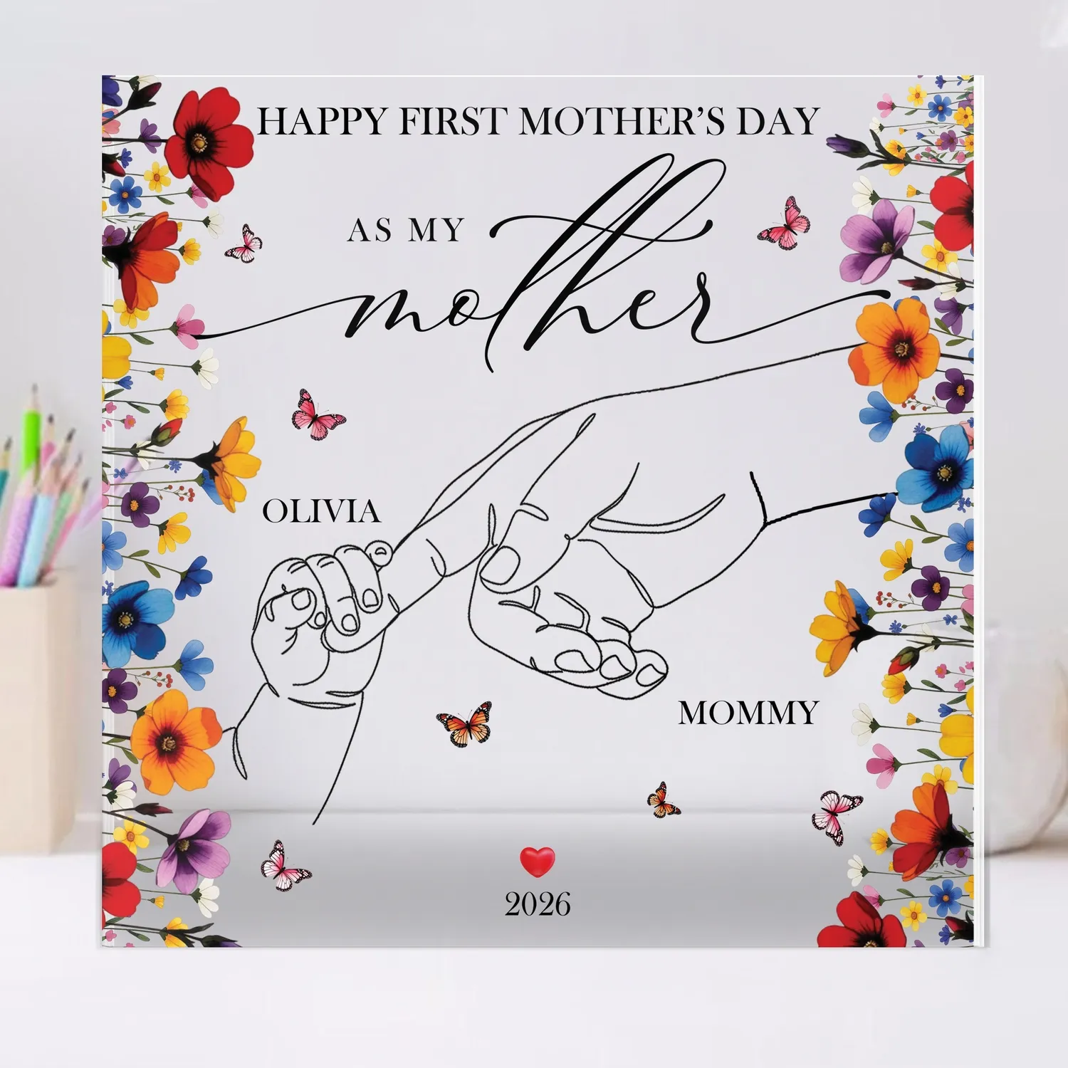 Personalized First Mother's Day Gift, 1st Mothers Day Gift, First Mothers Day Gift for Mommy, Mother's Day Acrylic Plaque, Gift for Grandma - 1