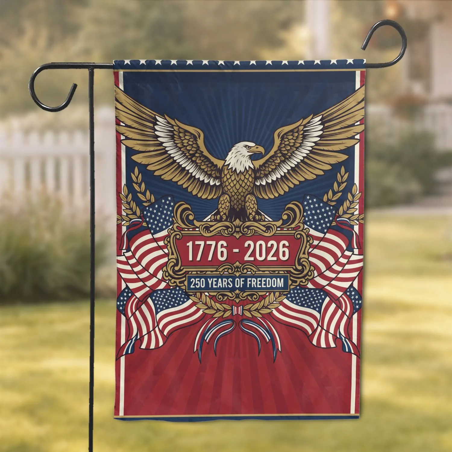Bald Eagle American Flag 1776-2026 - USA 250th Anniversary Freedom Celebration Garden Flag - 1