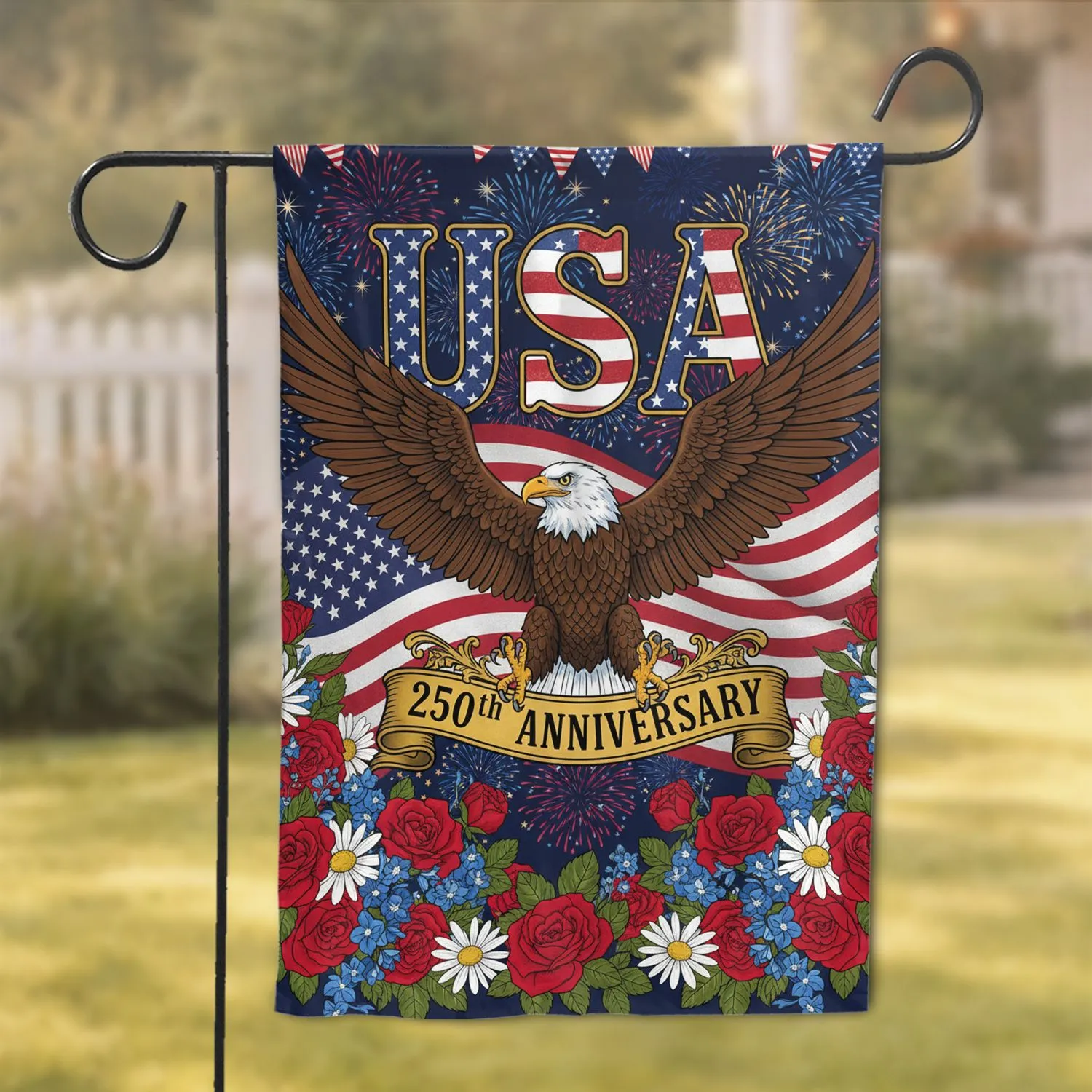 Bald Eagle American Flag USA 250th Anniversary 1776-2026 Patriotic Celebration Gift Garden Flag - 1