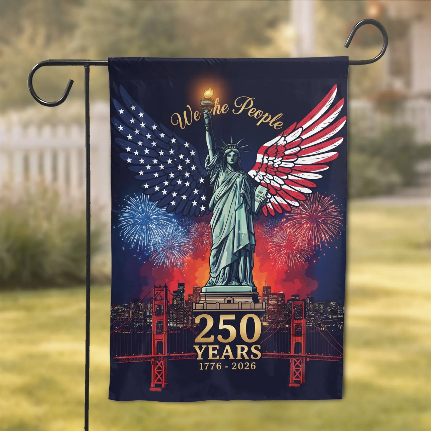 Statue of Liberty American Flag 250th Anniversary (1776-2026) – We The People Patriotic Gift Garden Flag - 1