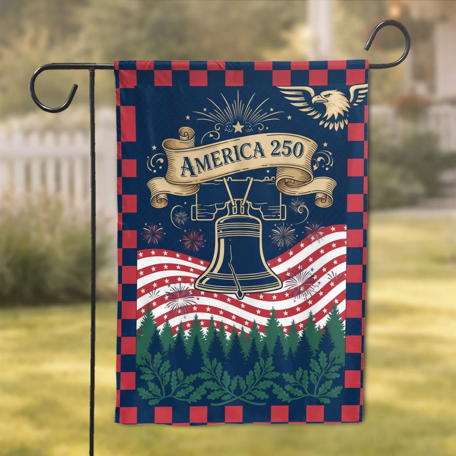 America 250 Liberty Bell Bald Eagle Flag 1776-2026 - USA 250th Anniversary for Veterans Garden Flag - 1