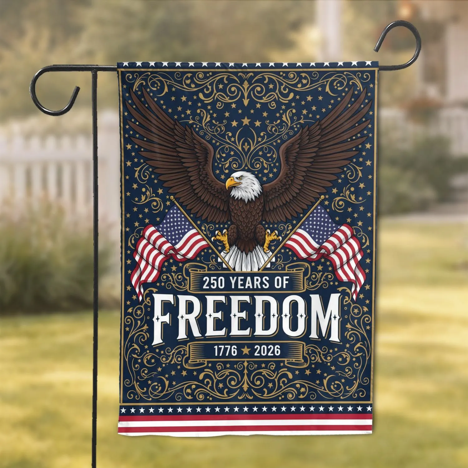 Bald Eagle American Flag 250 Years of Freedom - USA Anniversary 1776-2026 Garden Flag - 1