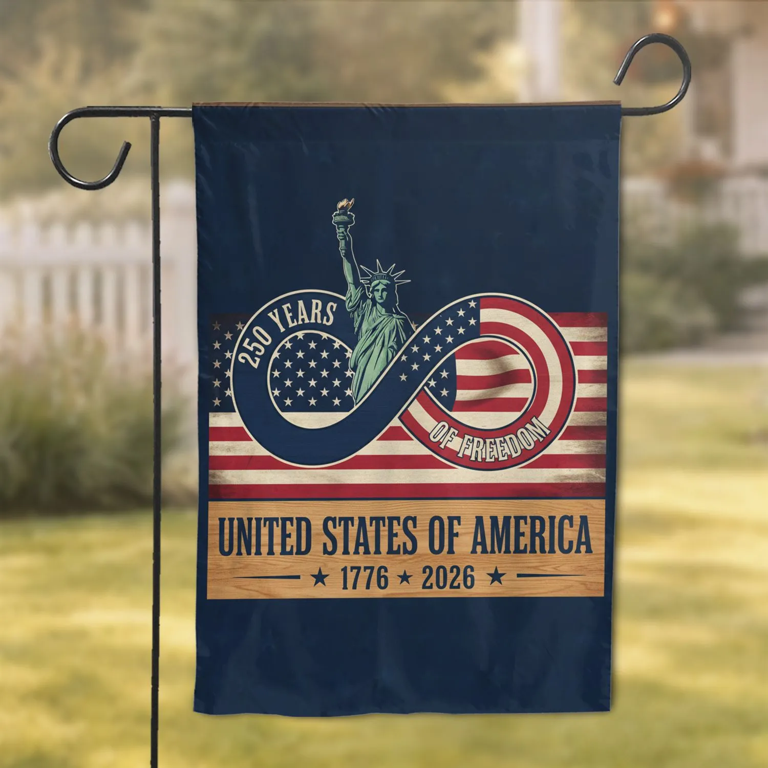 Statue of Liberty American Flag Infinity Loop - USA 250th Anniversary Freedom 1776-2026 Garden Flag - 1