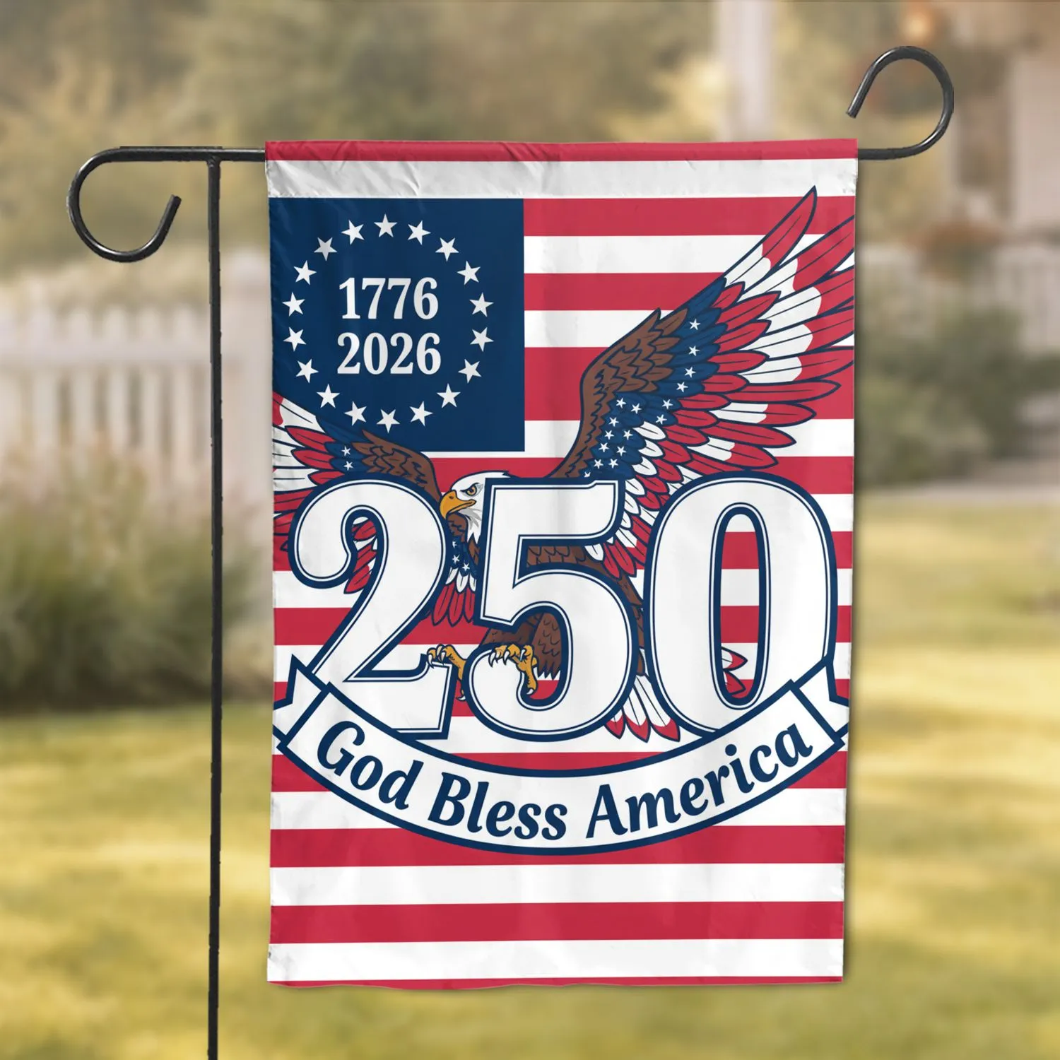 Bald Eagle American Flag 1776-2026 - USA 250th Anniversary Patriotic God Bless America Garden Flag - 1