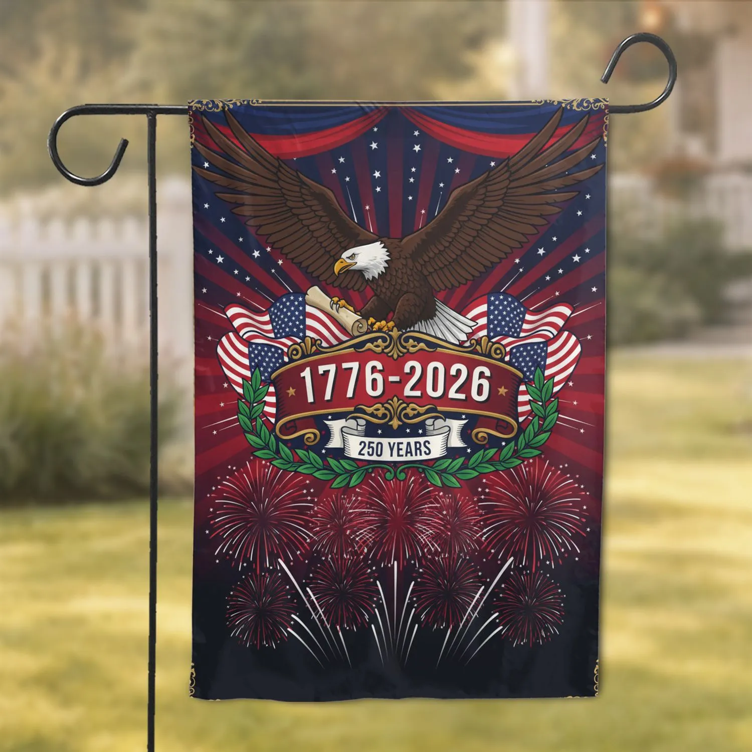 Bald Eagle American Flag 1776-2026 - USA 250th Anniversary Independence Day Gift for Veterans Garden Flag - 1
