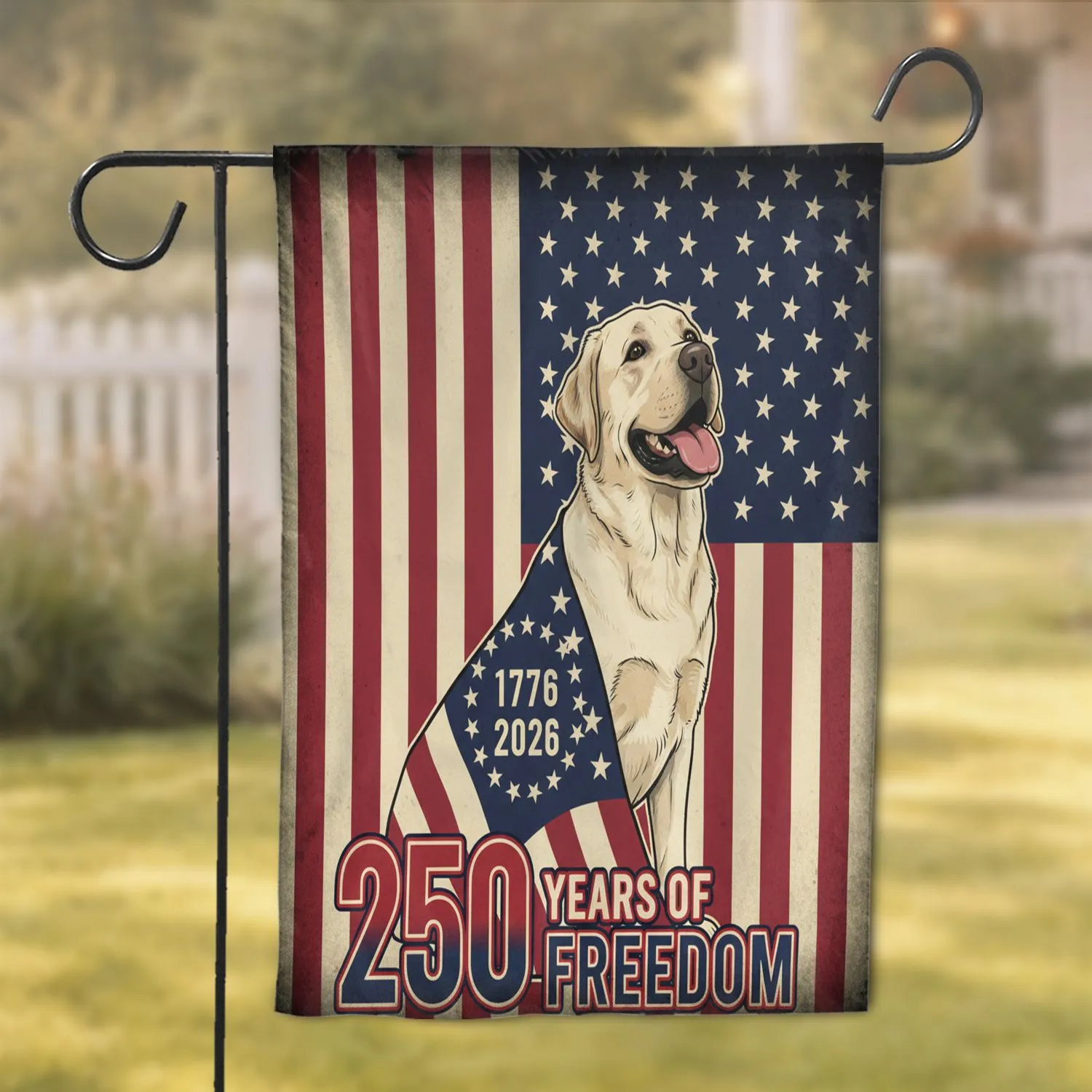 Labrador Dog American Flag 1776-2026 - USA 250 Years of Freedom Patriotic Heritage Garden Flag - 1