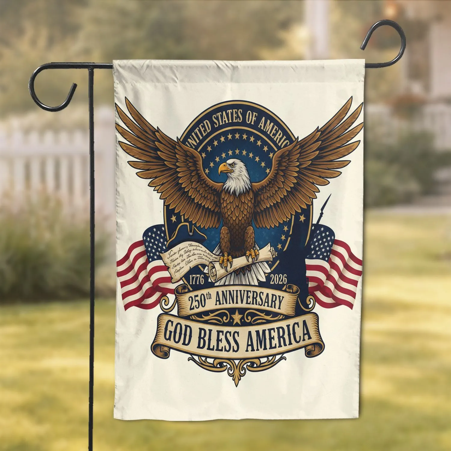 Bald Eagle American Flag 1776-2026 - USA 250th Anniversary God Bless America Heritage Garden Flag - 1