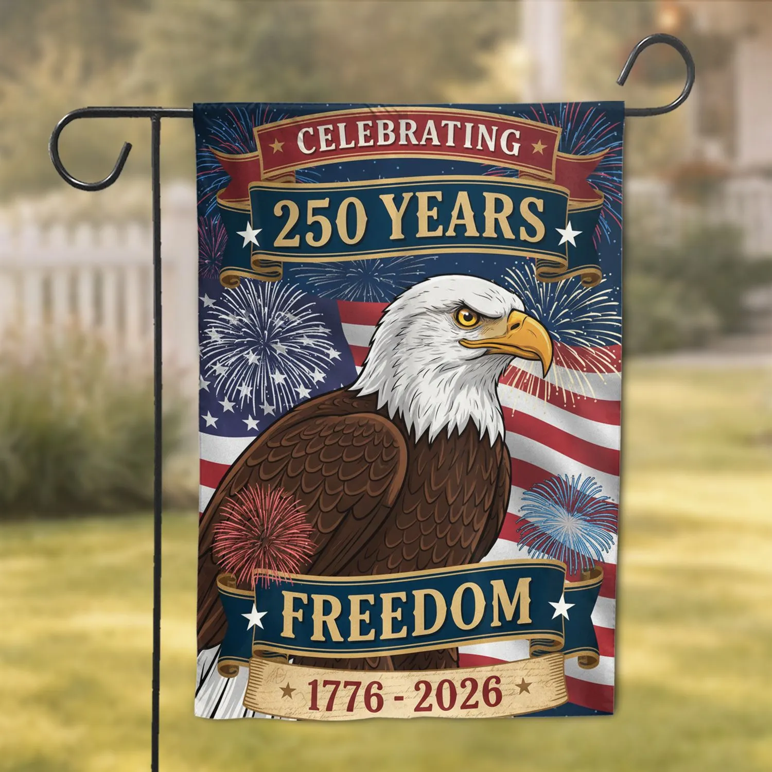 Bald Eagle American Flag 1776-2026 - USA 250 Years Freedom Independence Day Garden Flag - 1