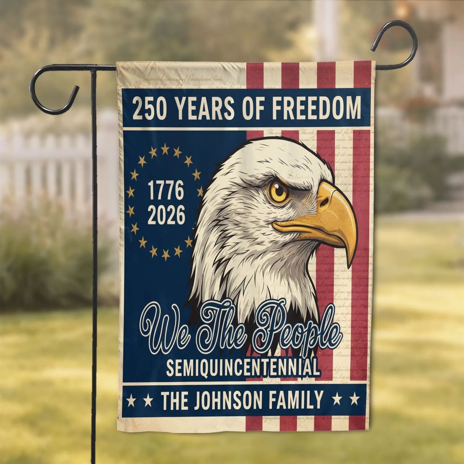 Bald Eagle We The People 1776-2026 - USA 250th Anniversary Patriotic Johnson Family Garden Flag - 1