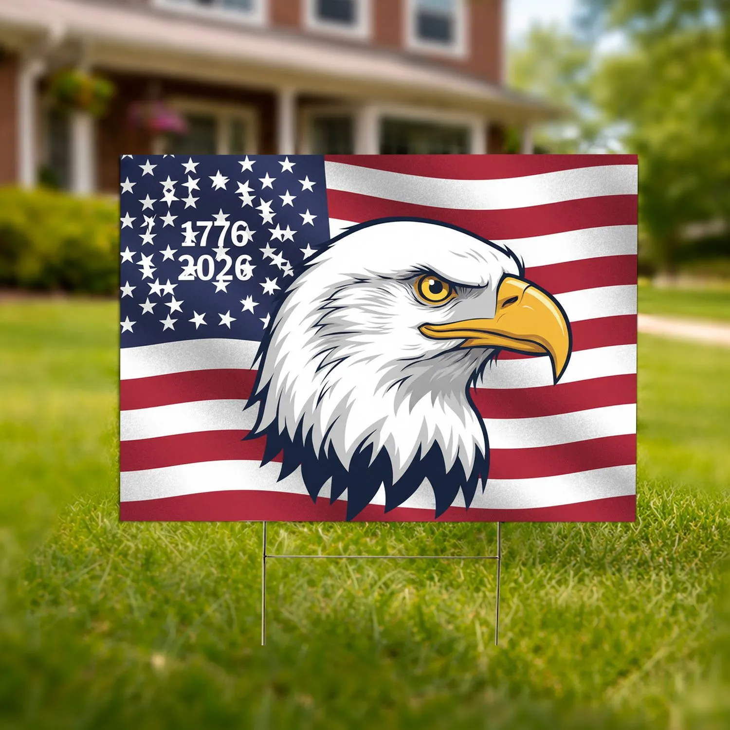 Bald Eagle American Flag 1776-2026 - USA 250th Anniversary Historic Patriotic Design Yard Sign - 1