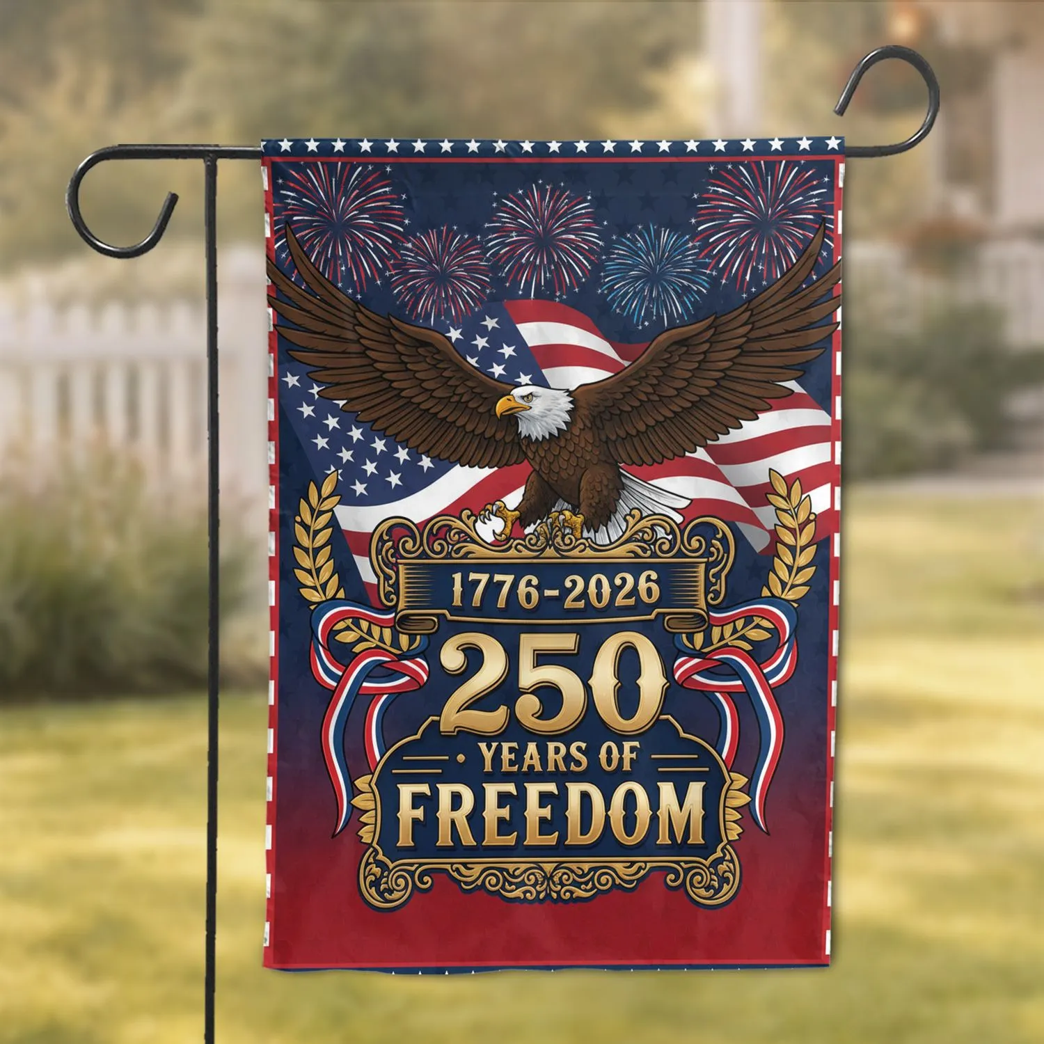 Bald Eagle American Flag 1776-2026 - USA 250th Anniversary Patriotic Freedom Celebration Garden Flag - 1