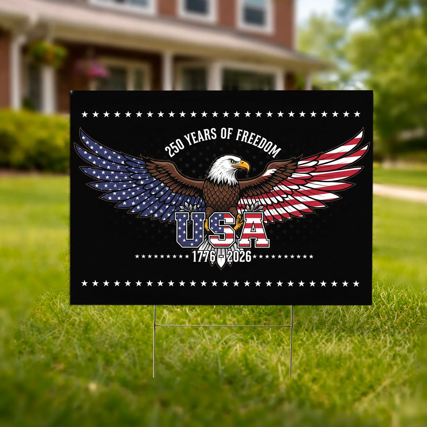 Bald Eagle American Flag 1776-2026 USA - 250 Years of Freedom Celebration Yard Sign - 1