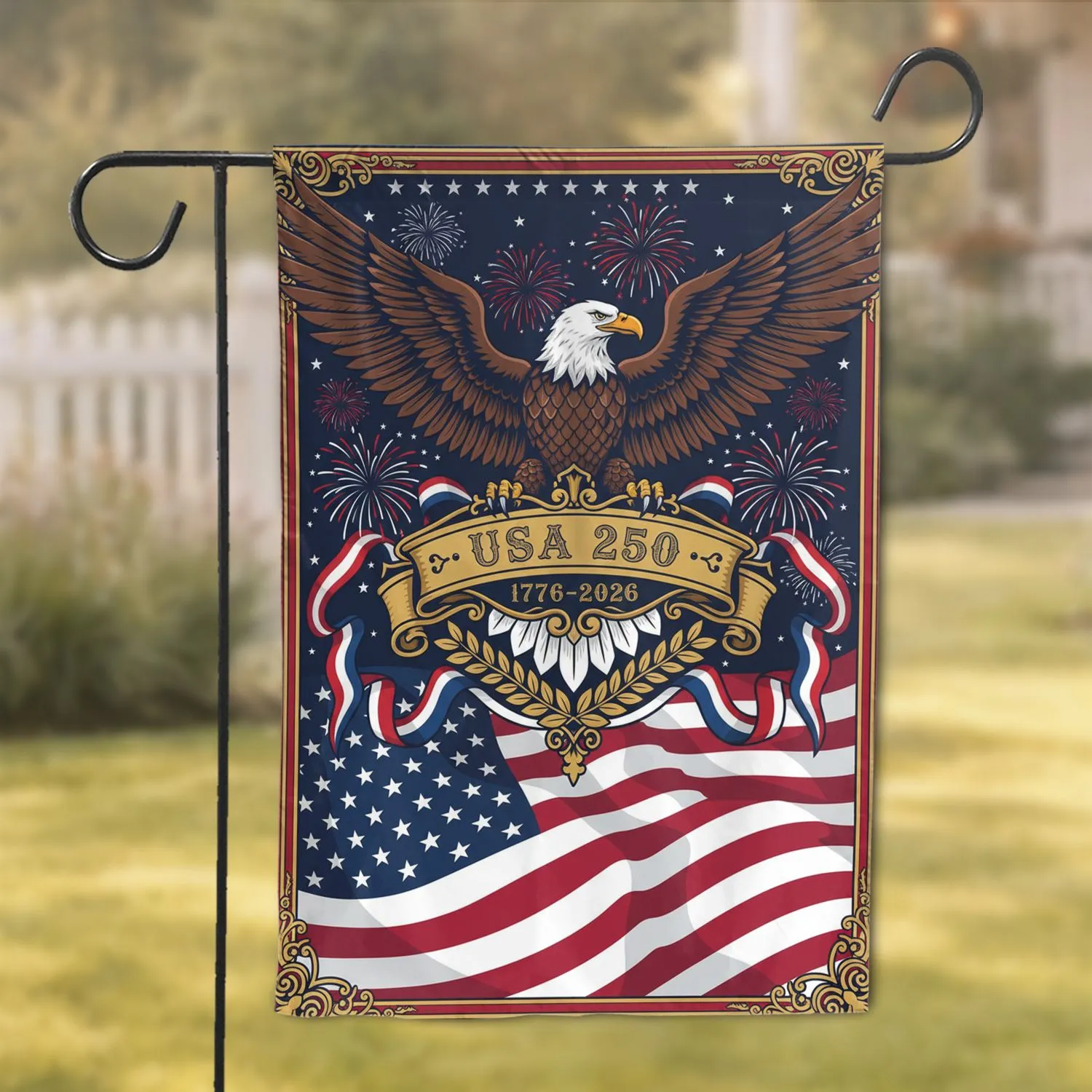 Bald Eagle American Flag 1776-2026 - USA 250th Anniversary Patriotic Gift for Dad Garden Flag - 1