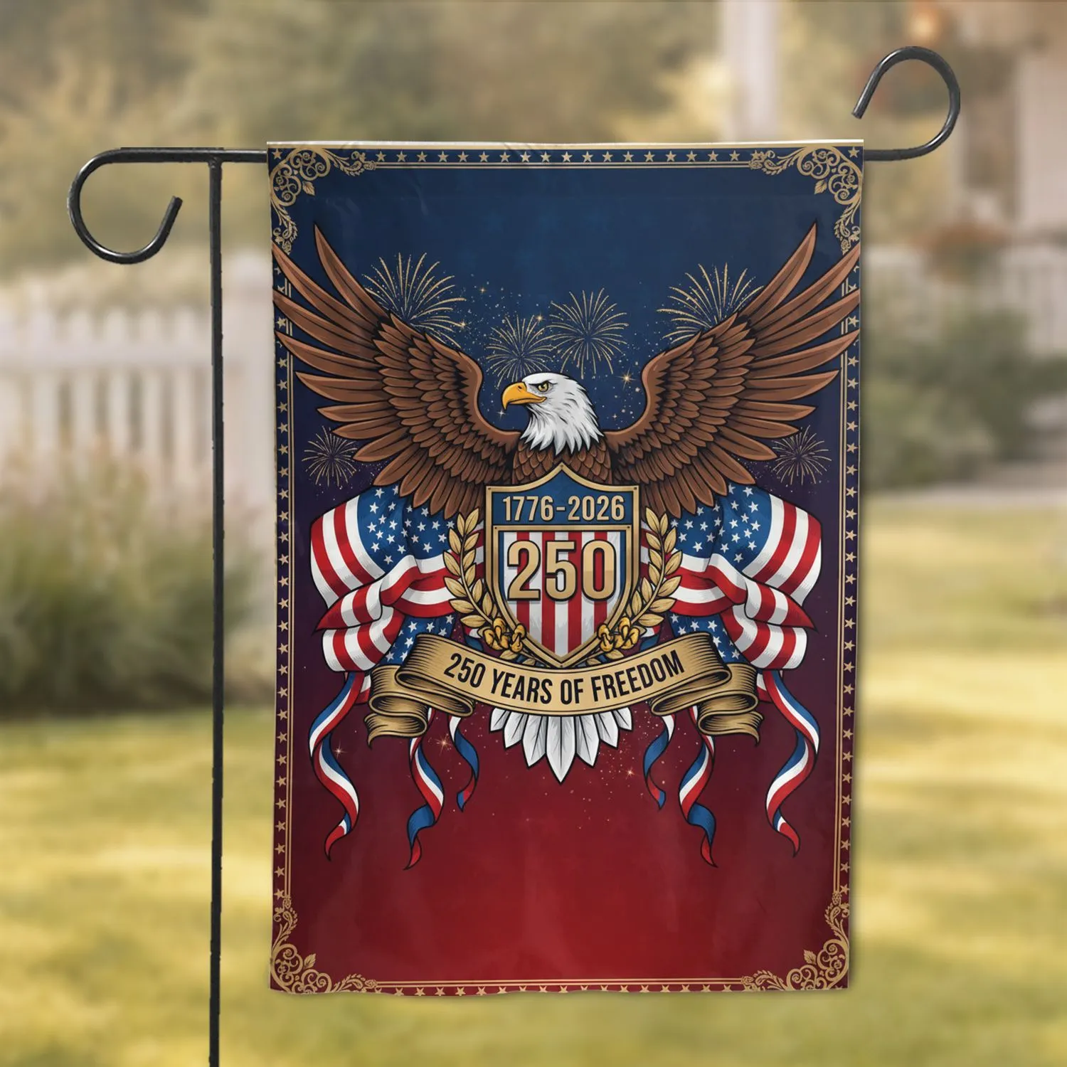 Bald Eagle American Flag 1776-2026 - USA 250th Anniversary Independence Day Gift for Veterans Garden Flag - 1