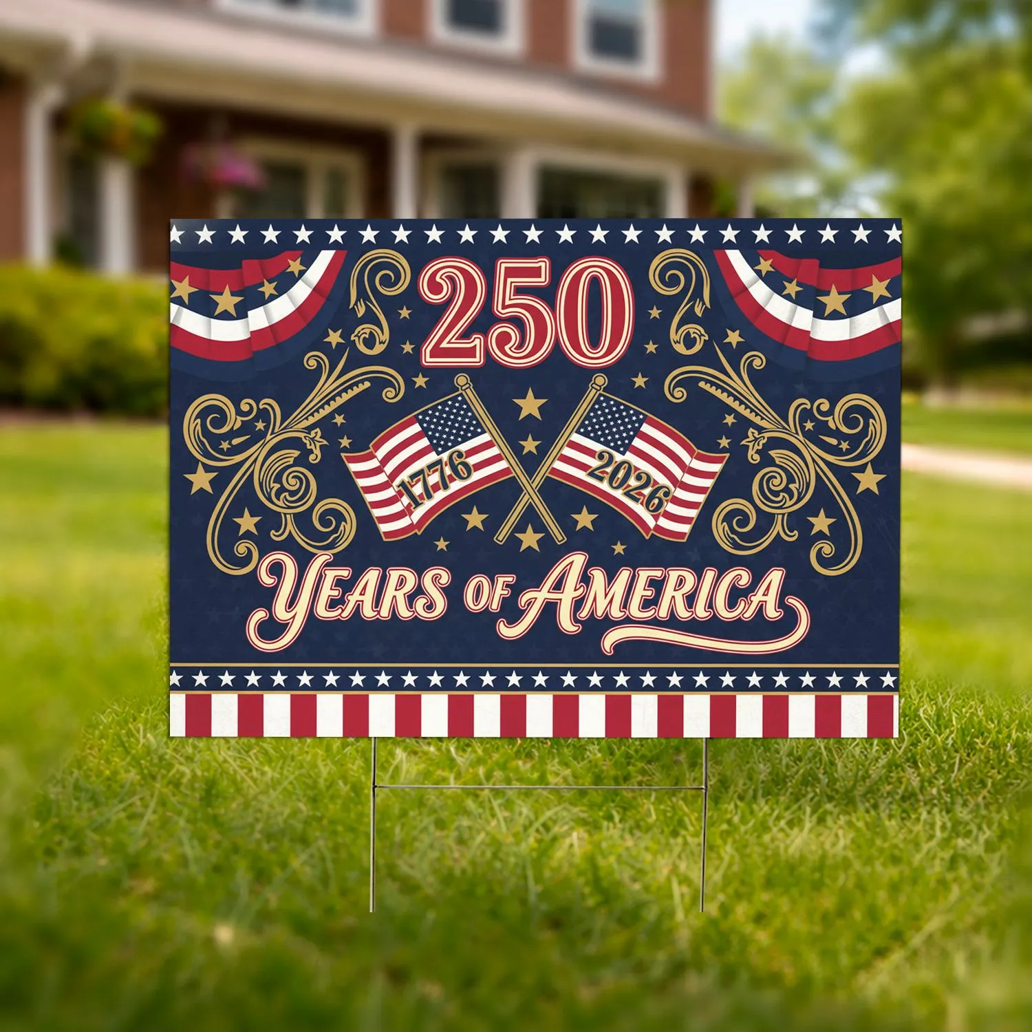 250 Years of America Patriotic Flag Design 1776-2026 - USA Semiquincentennial Celebration Yard Sign - 1