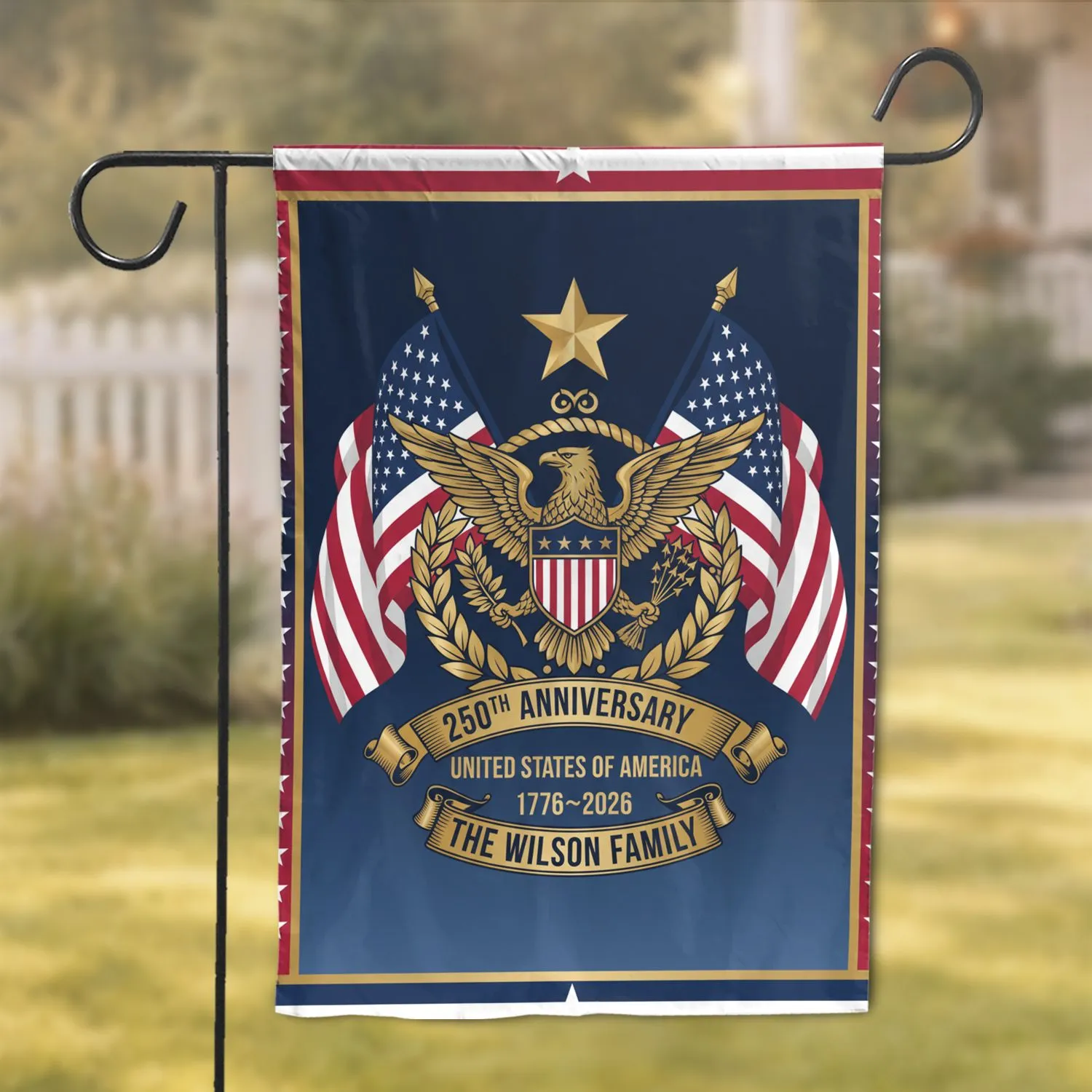 Patriotic Bald Eagle American Flag Liberty Shield 1776-2026 - USA 250th Anniversary Celebration Garden Flag - 1