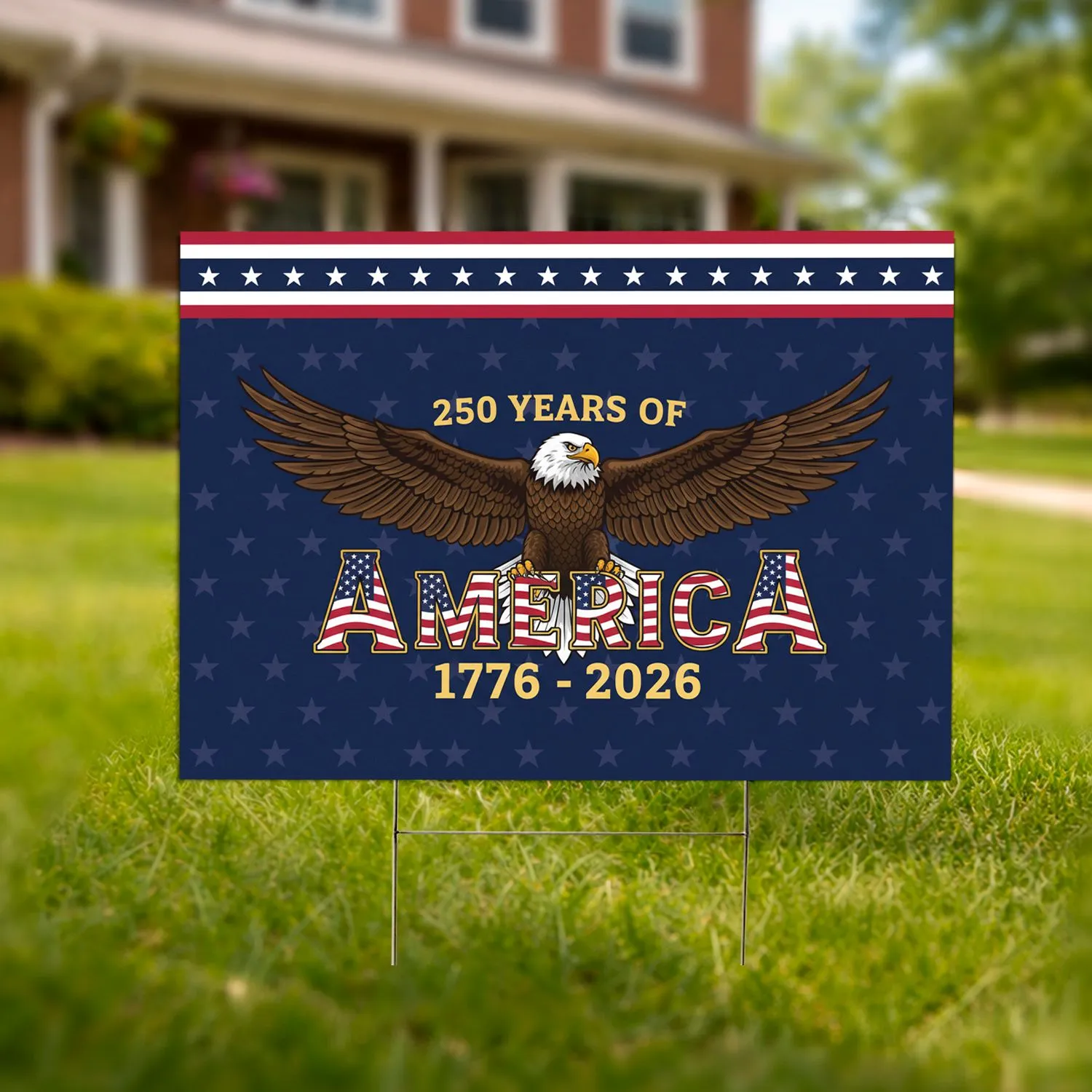 Bald Eagle American Flag 1776-2026 - USA 250th Anniversary Patriotic Independence Day Yard Sign - 1