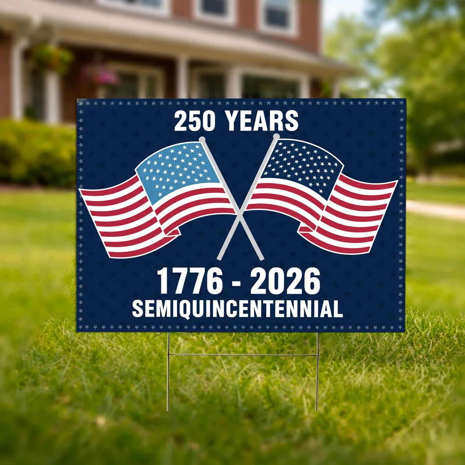 Betsy Ross & 50 Star Flags 1776-2026 - USA 250th Anniversary Commemorative Display Yard Sign - 1
