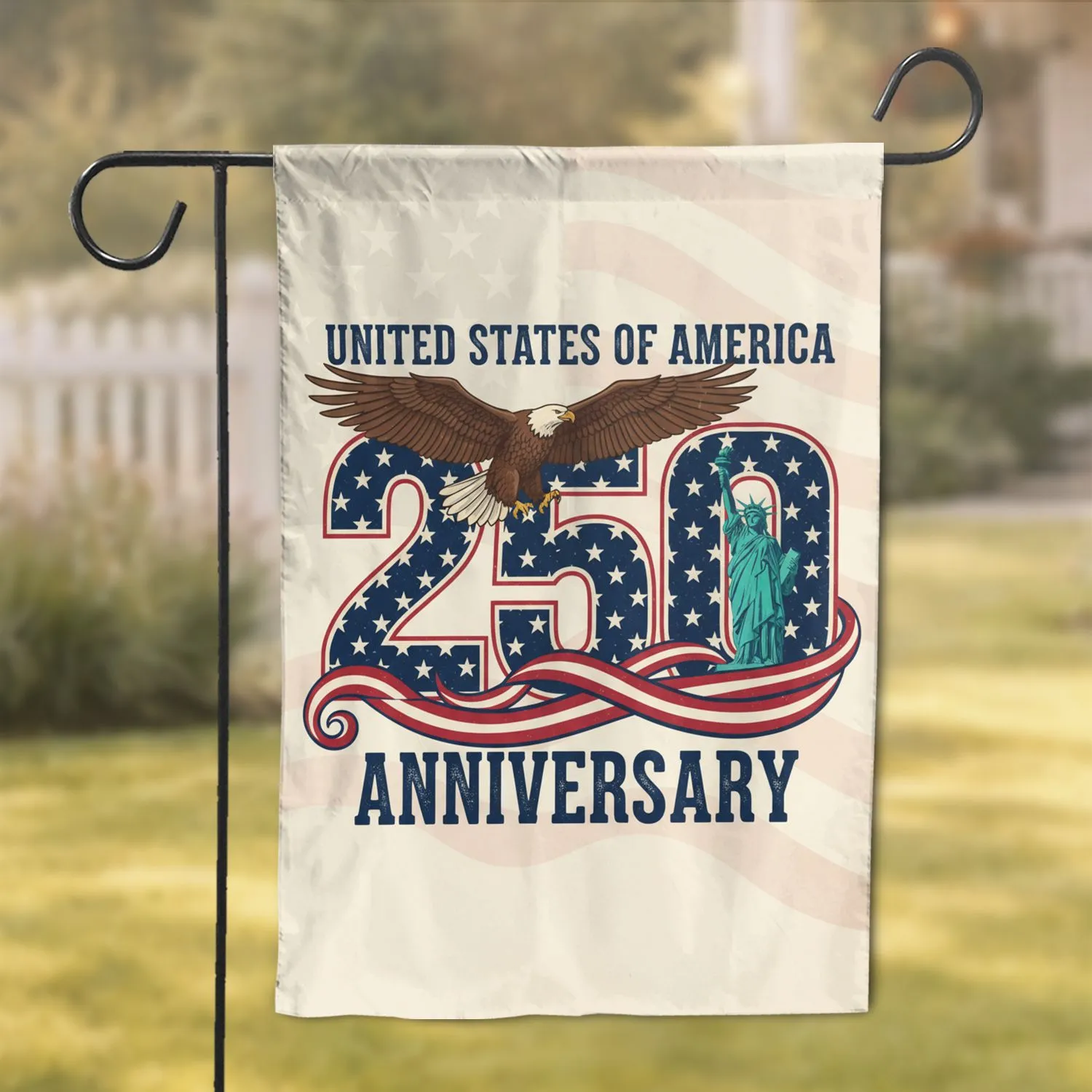 Bald Eagle Statue of Liberty 250 - USA 250th Anniversary 1776-2026 Independence Day Garden Flag - 1