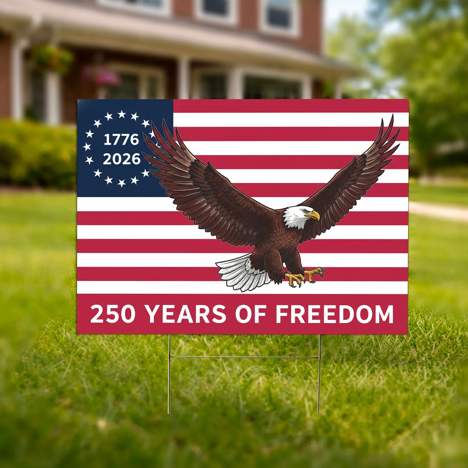 Bald Eagle American Flag 1776-2026 - USA 250th Anniversary Freedom Patriotic Display Yard Sign - 1