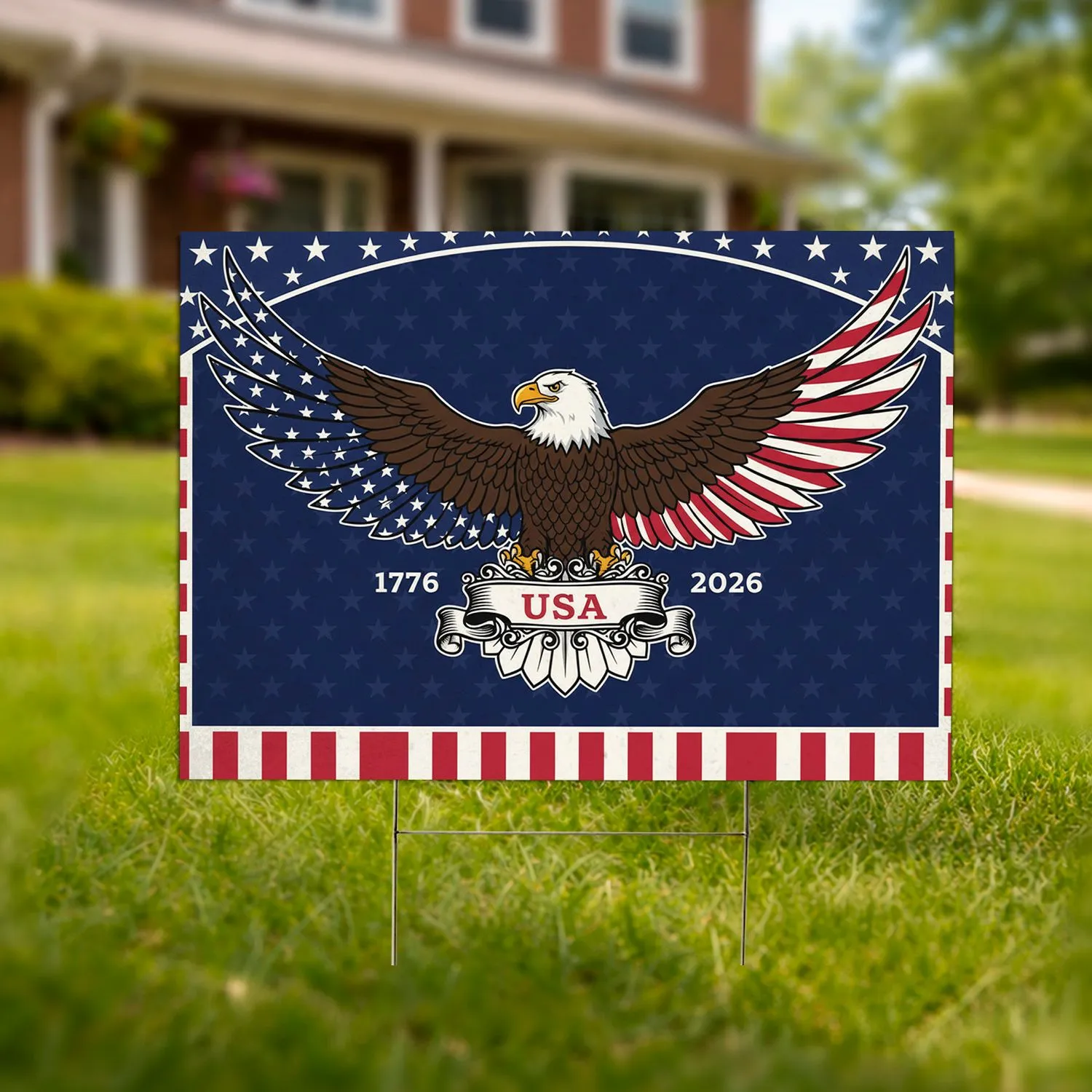 Bald Eagle American Flag 1776-2026 - USA 250th Anniversary Independence Day Gift for Veterans Yard Sign - 1