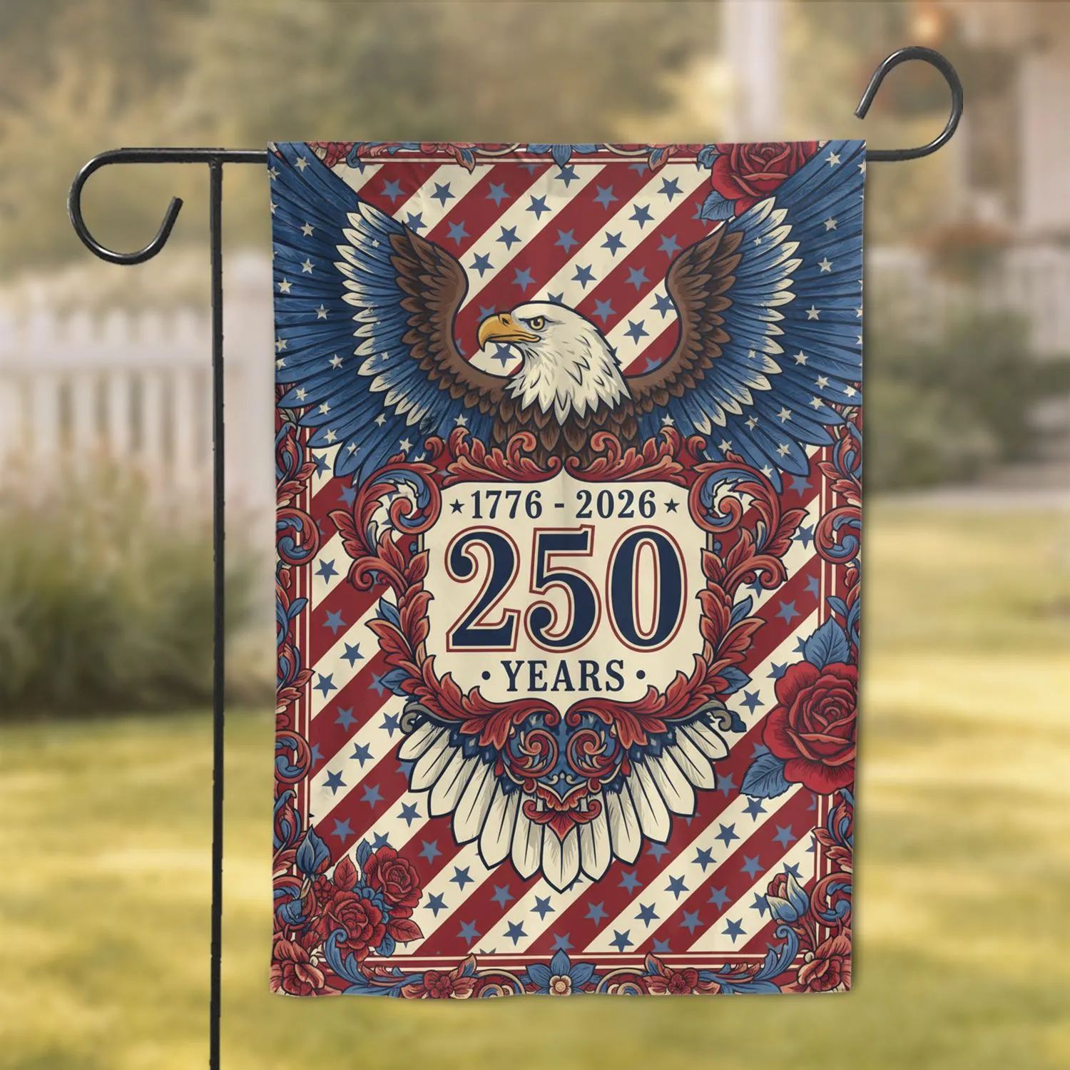 Bald Eagle 250th Anniversary 1776-2026 American Flag - USA Freedom Celebration Gift Garden Flag - 1