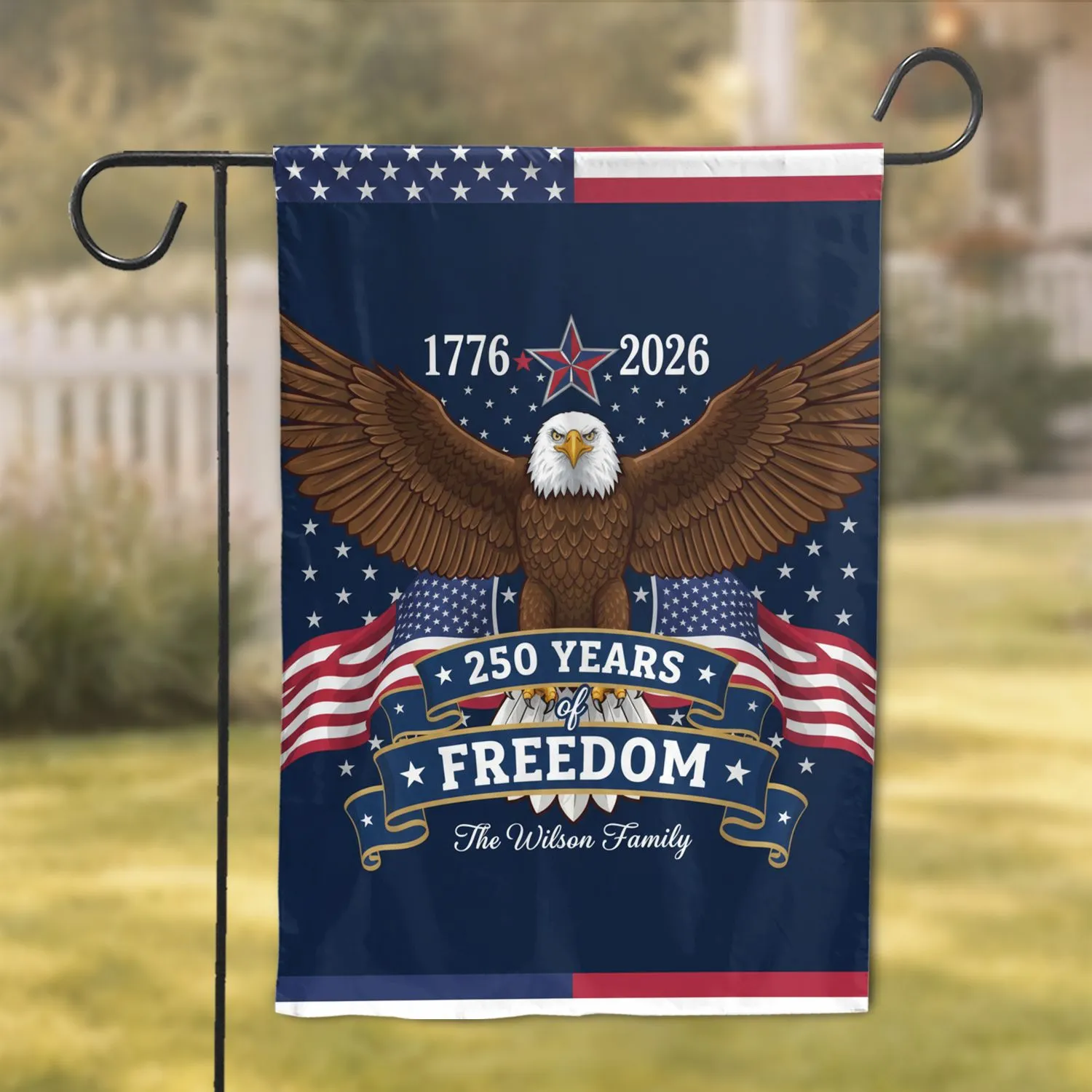 Bald Eagle American Flag 1776-2026 - USA 250th Anniversary Patriotic Wilson Family Garden Flag - 1