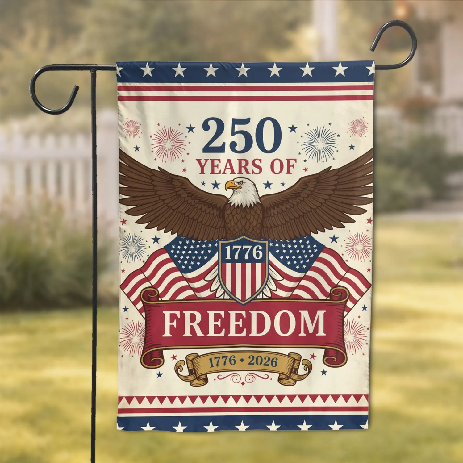 Bald Eagle American Flag 1776-2026 - USA 250th Anniversary Independence Day Garden Flag - 1
