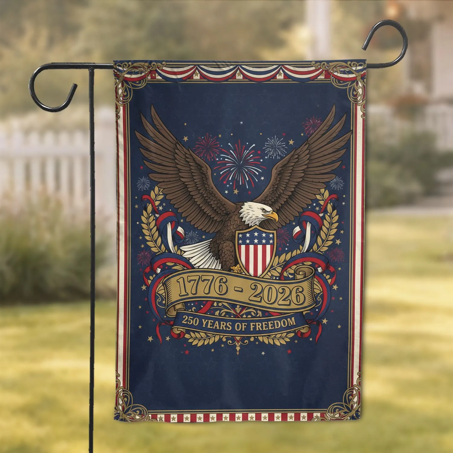 Bald Eagle American Flag 1776-2026 - USA 250th Anniversary Freedom Celebration Garden Flag - 1
