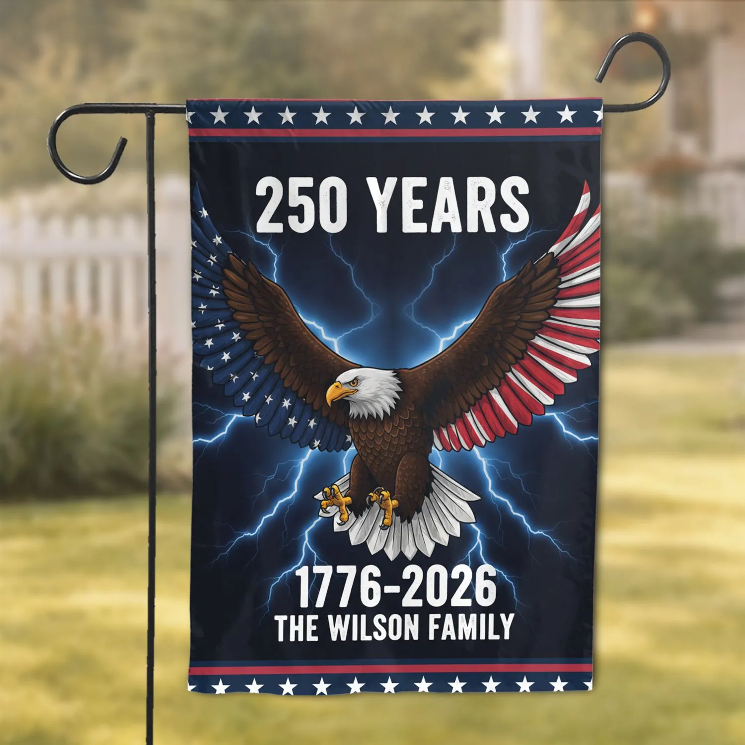 Bald Eagle American Flag 250th Anniversary 1776-2026 - USA Wilson Family Patriotic Art Garden Flag - 1