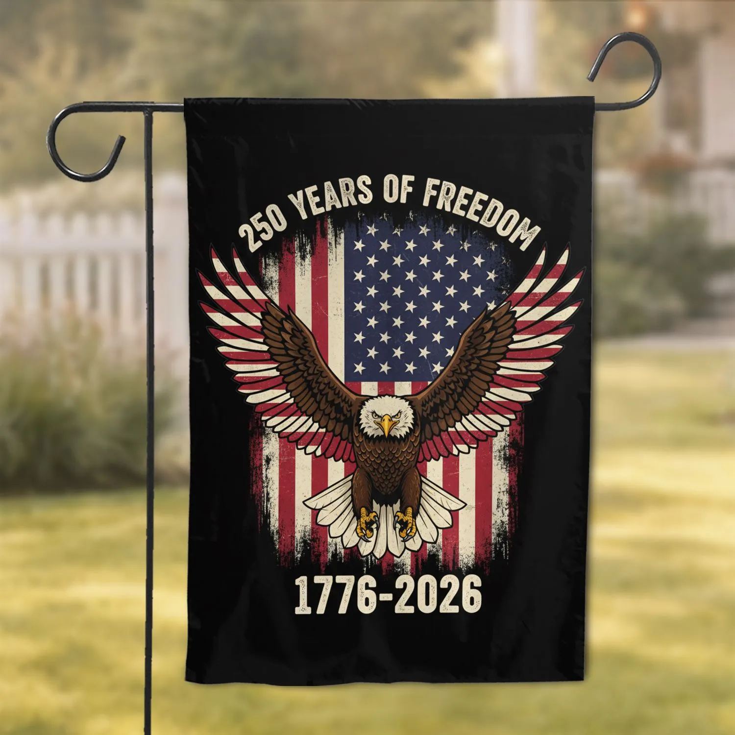 Bald Eagle Distressed American Flag 1776-2026 - USA 250 Years of Freedom Garden Flag - 1