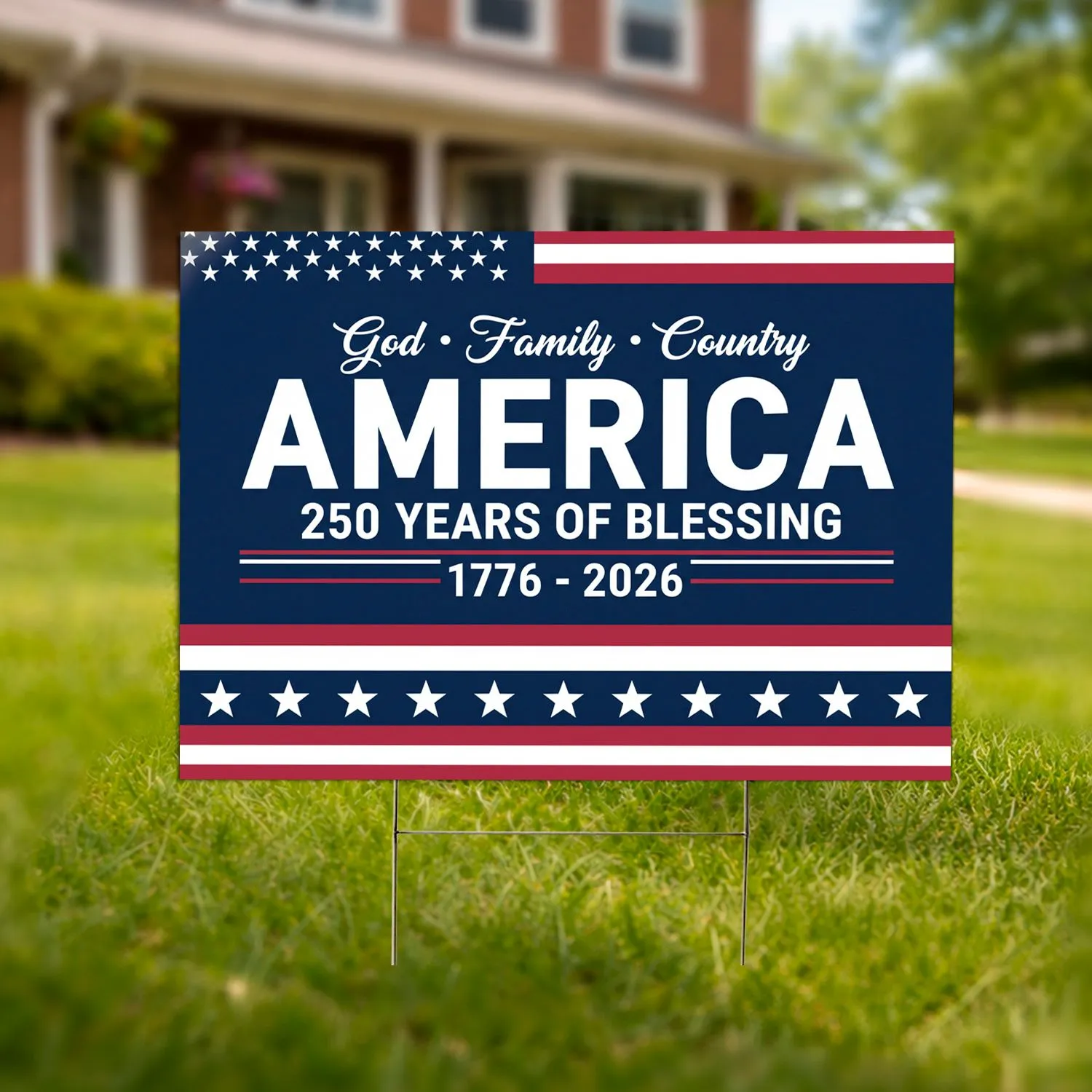 AMERICA God Family Country Flag 1776-2026 - USA 250th Anniversary Years of Blessing Yard Sign - 1