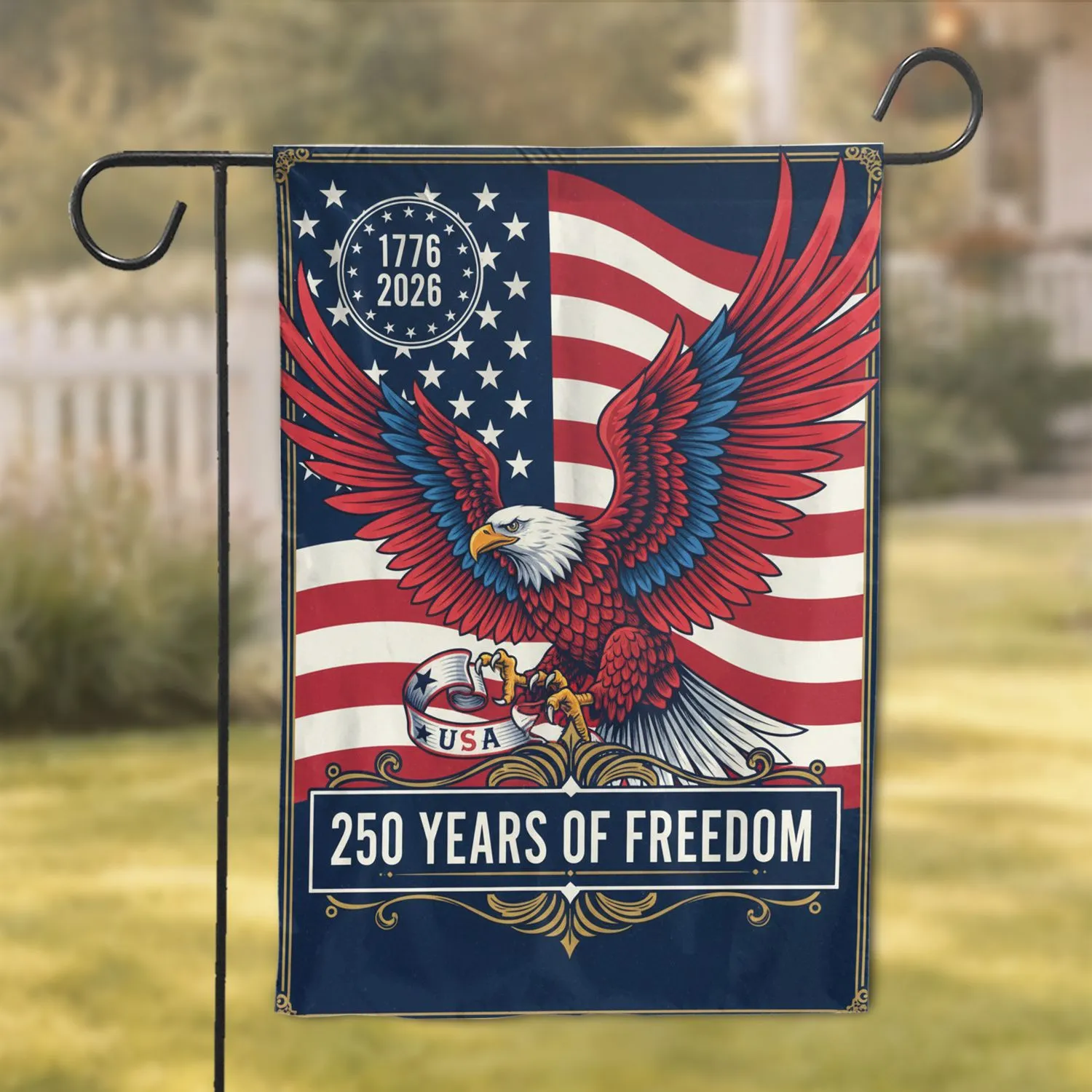 Bald Eagle American Flag 1776-2026 - USA 250 Years Freedom Celebration Gift Garden Flag - 1