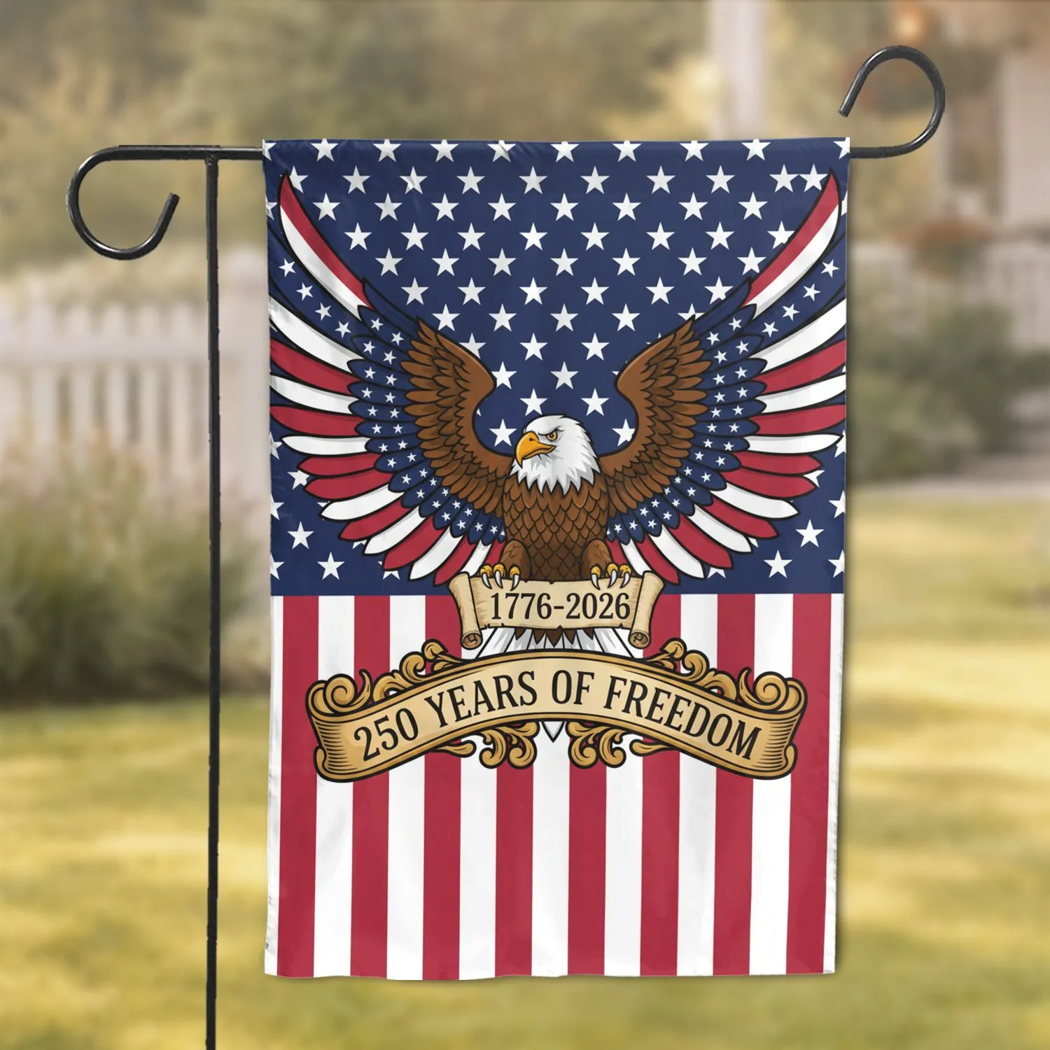 Bald Eagle American Flag 1776-2026 - USA 250 Years of Freedom Anniversary Gift for Veterans Garden Flag - 1