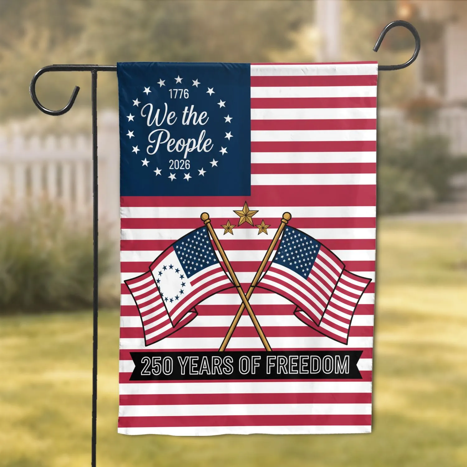 We The People Crossed Flags 1776-2026 - USA 250th Anniversary Patriotic Freedom Garden Flag - 1
