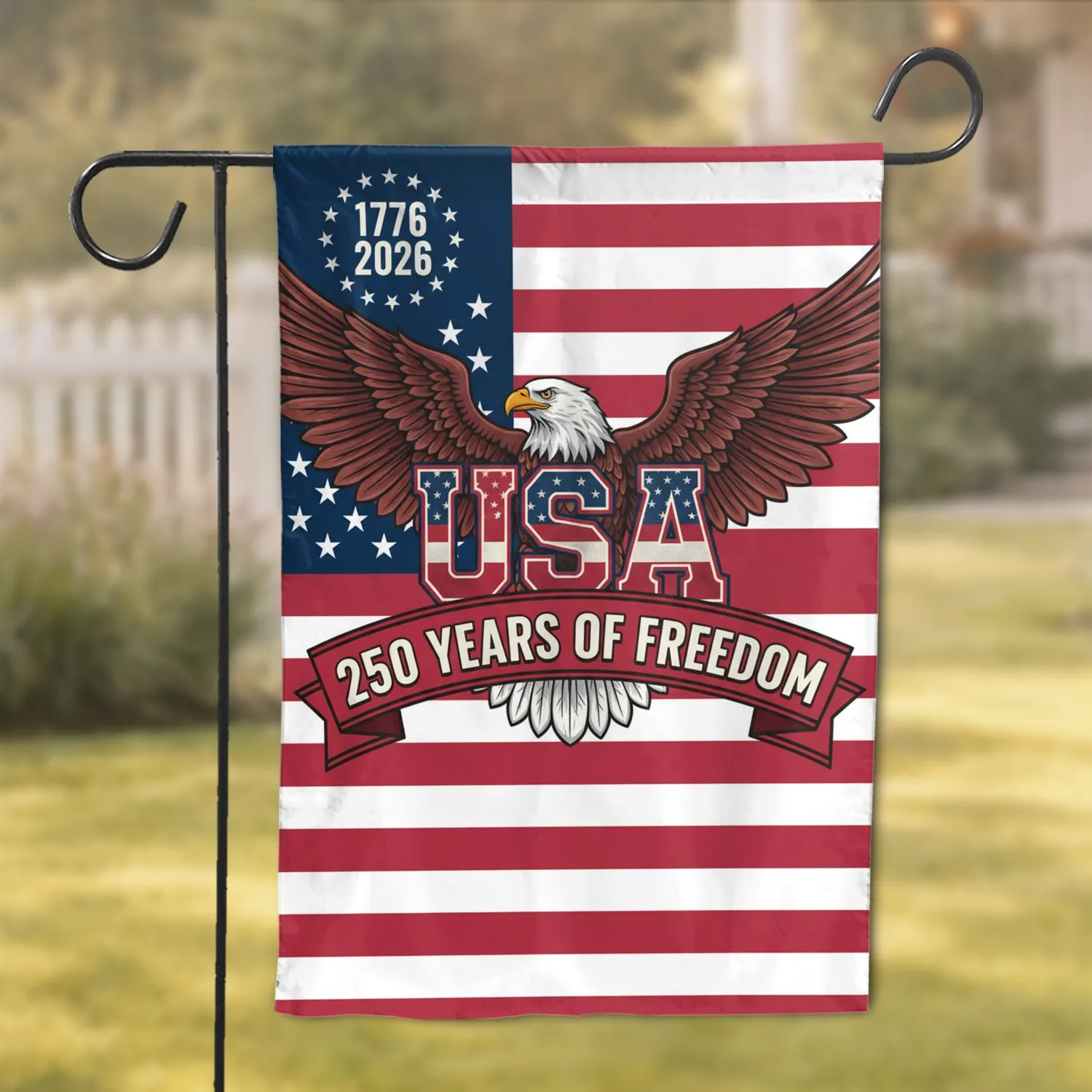 Bald Eagle American Flag 1776-2026 - USA 250 Years of Freedom Independence Day Gift for Dad Garden Flag - 1