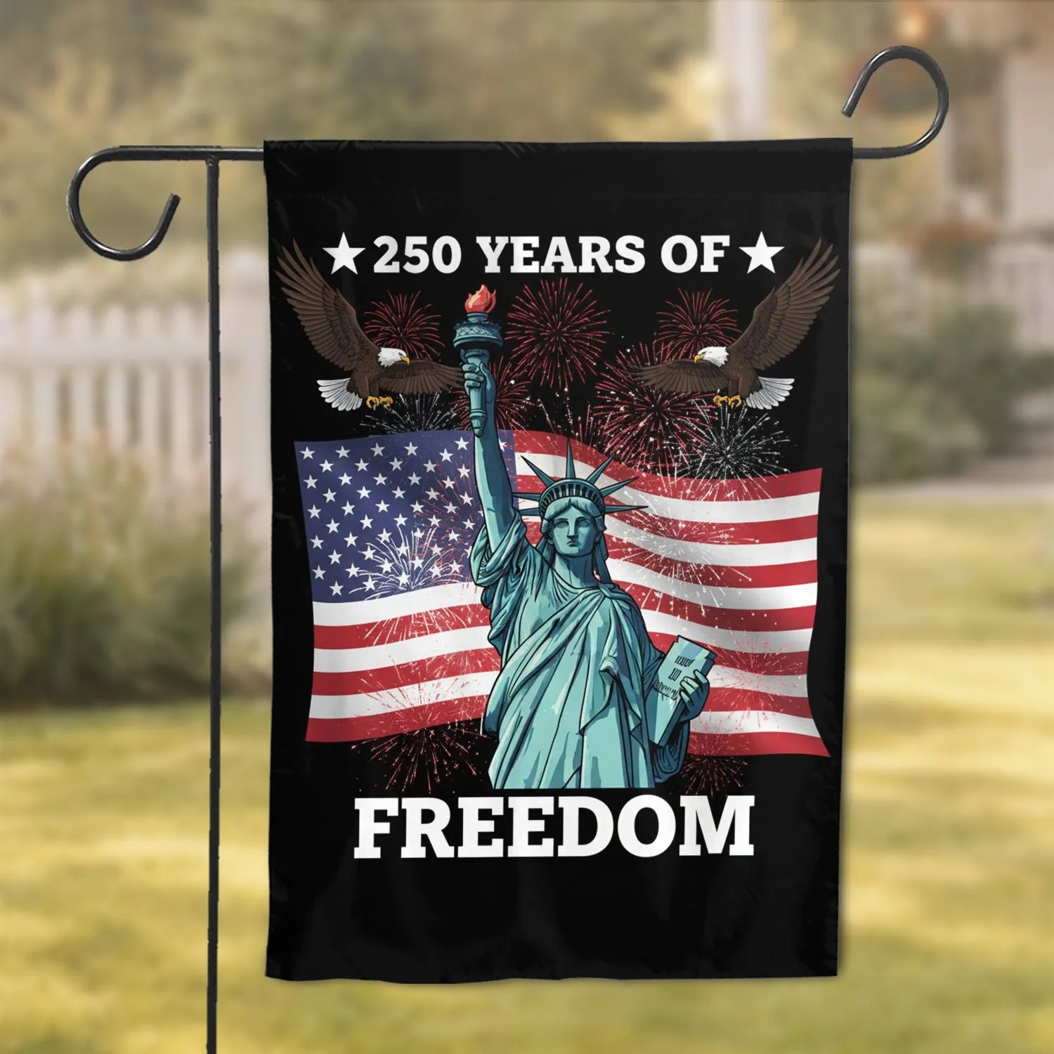 Statue of Liberty American Flag Bald Eagle 250th Anniversary - 1776-2026 Freedom Day Garden Flag - 1