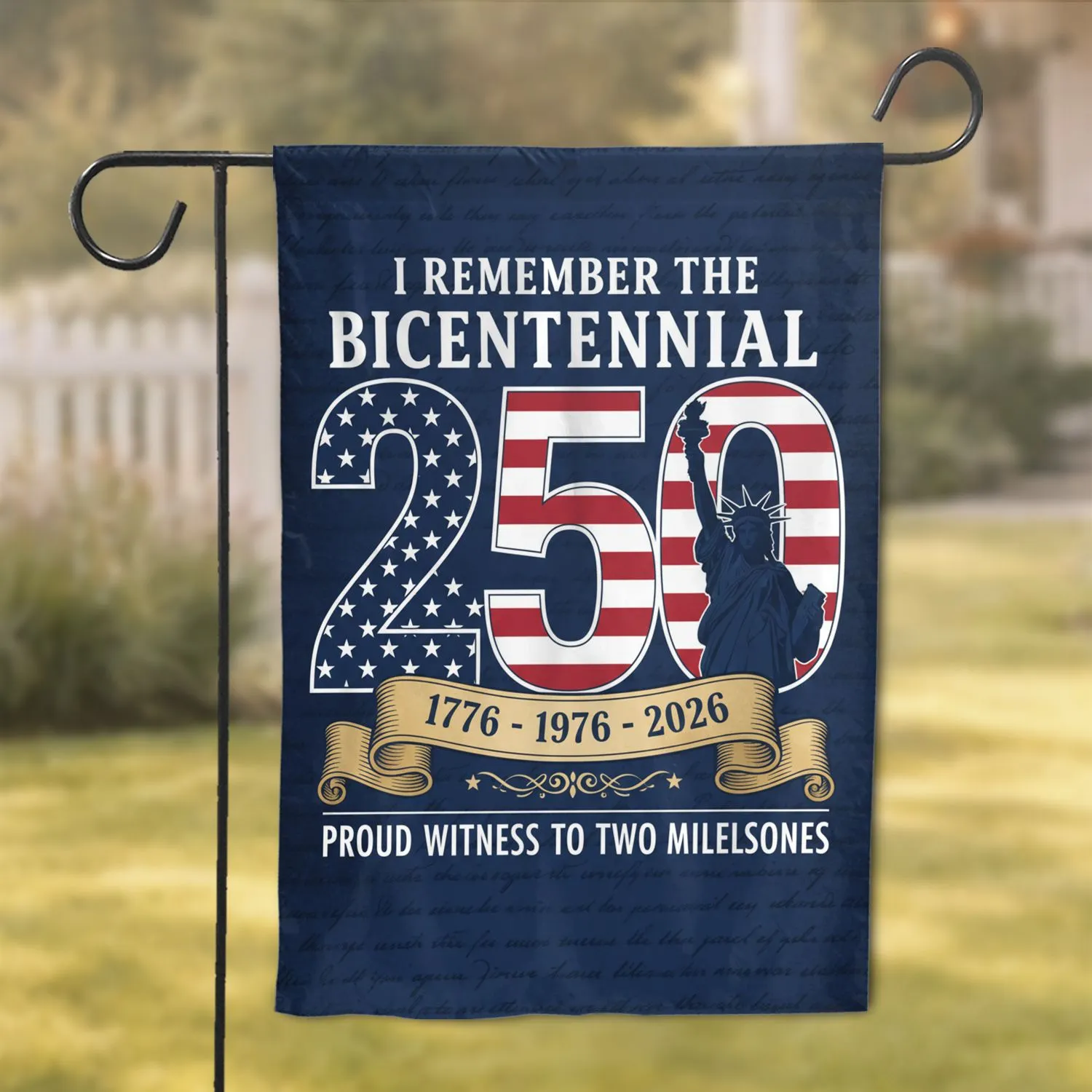 Colossal 250th American Flag 1776-2026 Emblem - USA Bicentennial Milestones Patriot Garden Flag - 1